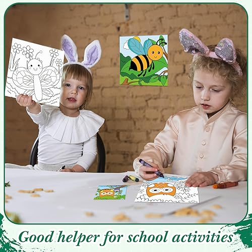 Miniatura 5 de Sherr Juego de 12 piezas de lienzo preimpreso, lienzo predibujado para niños, lienzo impreso para pintar, juego de lienzo temático para recuerdos de