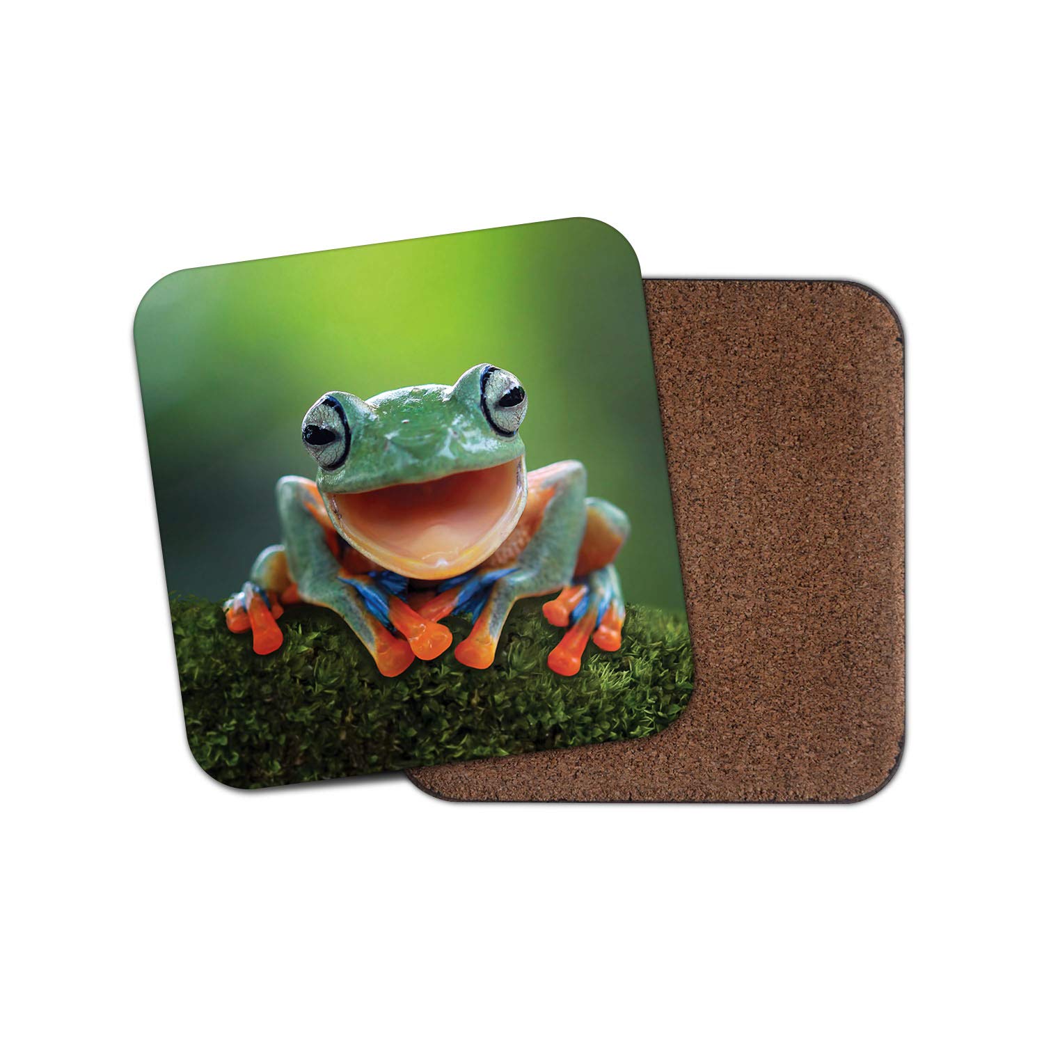 Destinationvinyl Multicolor 1 X Happy Frog Coaster - Rain Forest Jungle Tree Nature Wildlife #14589