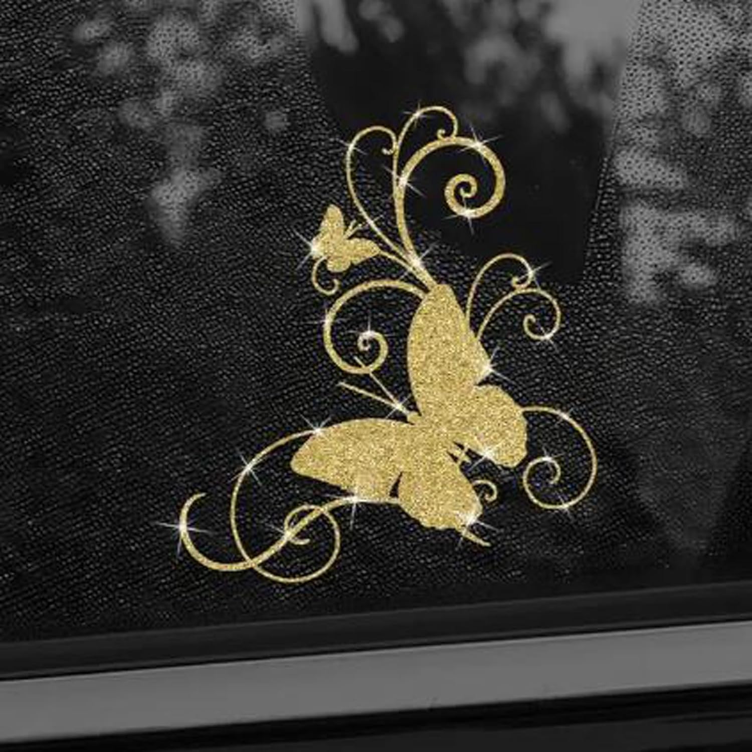 2pcs Butterfly Flower Sparkling Sunflower Self-Adhesive PVC Rainbow Glittery Decal Sticker for Cars, Laptops, Trucks, Motorcycles Wall Window Luggage Scratch Cover Door Multi-Surface Decor Sticker - Image 2