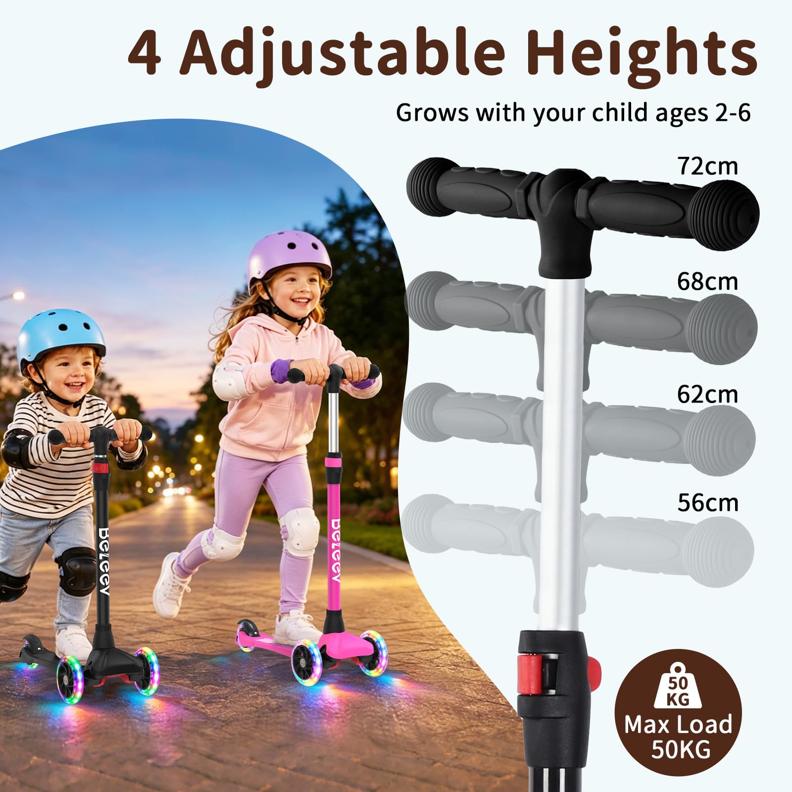 BELEEV Trottinette pour Enfant 2 Ans, Trotinette à 3 Roues pour Fille et