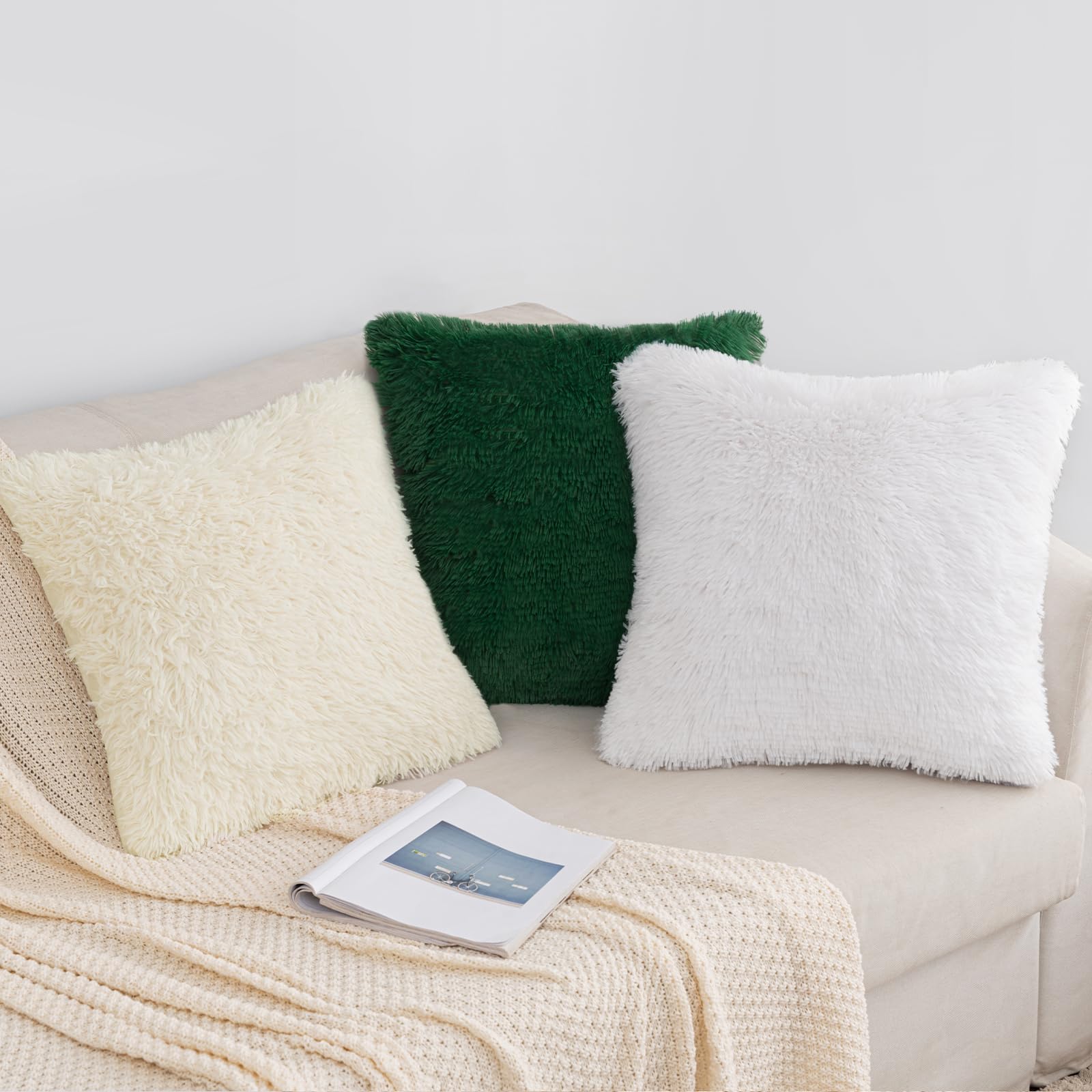 EMEMA Federe per Cuscini Fodere Copricuscini Decorativi Granulari Piccole Morbidi Quadrati per Divano Lettoin Misto Poliestere Moderna e Elegante Camera da Letto Soggiorno 2 Pezzi 45x45cm Bianco Latte