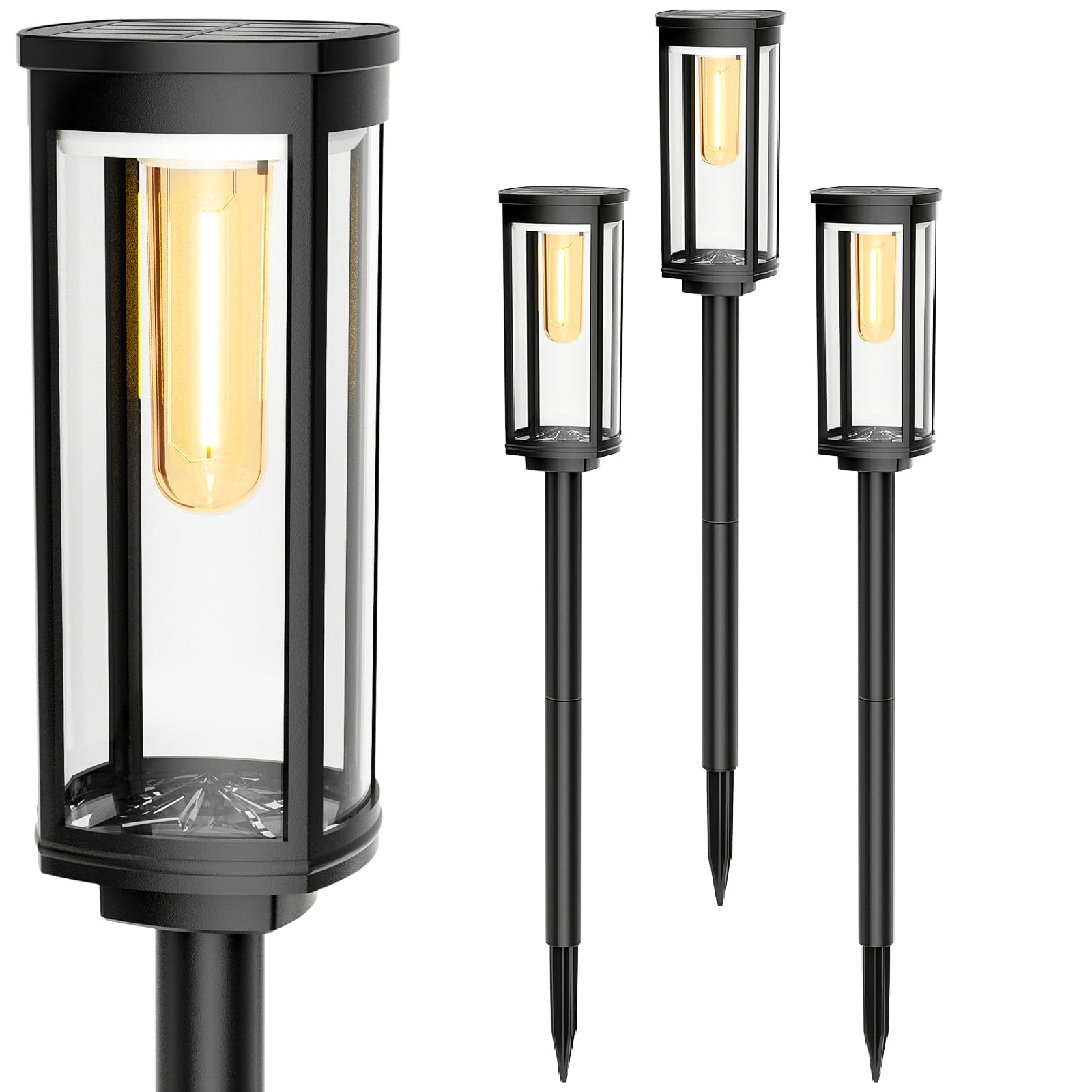 Solar Pathway Lights Outdoor, 4 Packs Newest Bright Solar Path Light Outside Waterproof, Solar Garden Decorative Solar Powered Landscape Lights for Walkway Driveway Lawn Patio Sidewalk Yard Decor