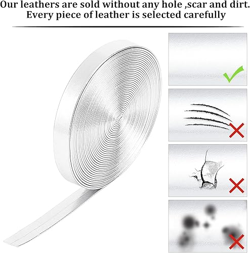 Miniatura 7 de GORGECRAFT Tiras de cuero metálico de 5.5 yardas de largo, correa de piel sintética plateada brillante de 0.4 pulgadas de ancho de 0.4 pulgadas de