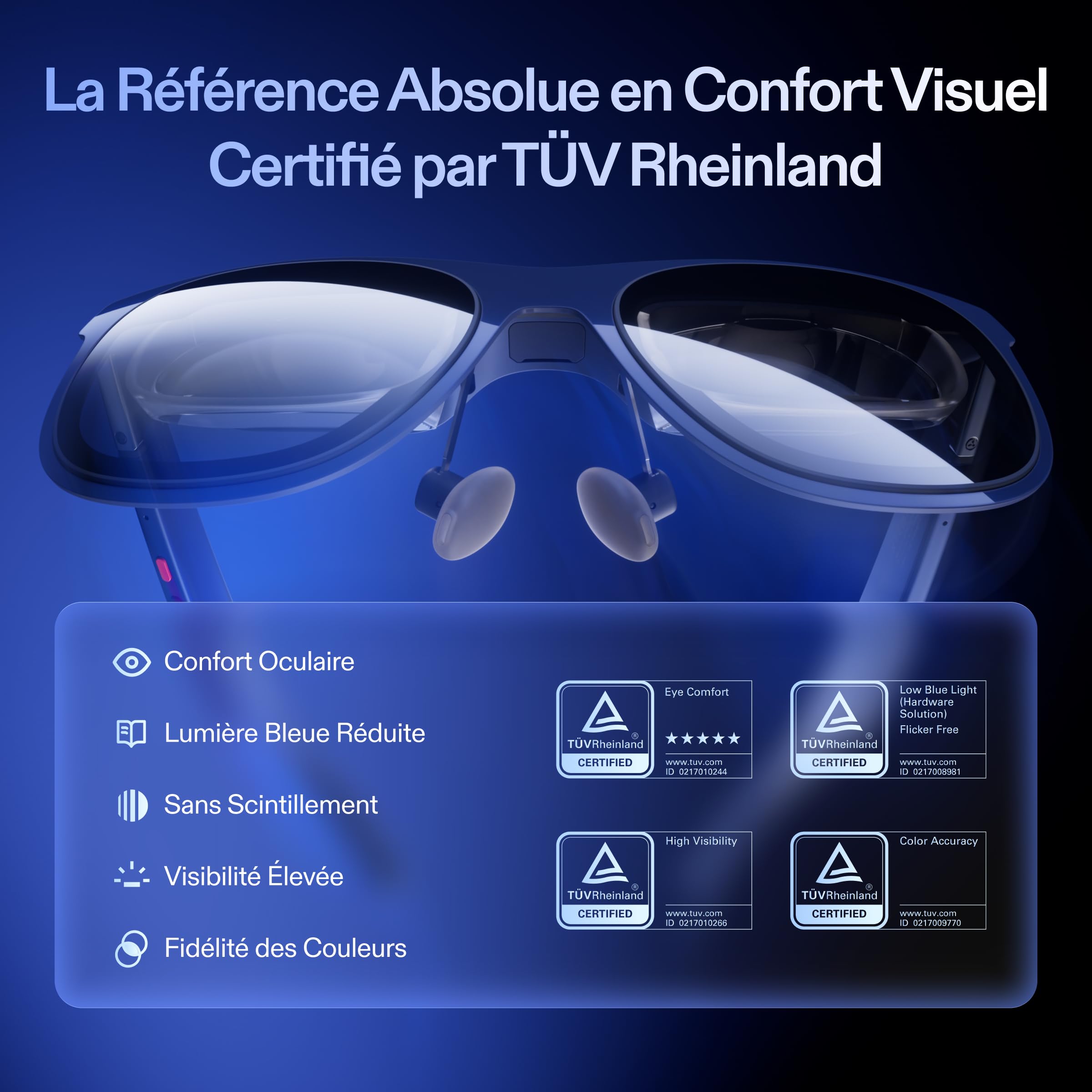 XREAL 1S AR/XR Lunettes, Lunettes de Réalité Augmentée avec Écran Virtuel 500", 52° FOV, 3DoF Natif, Real 3D, X1 Puce, Compatibles USB‑C DisplayPort Appareils, iPhone 17/16/15, Console ROG/SteamDeck