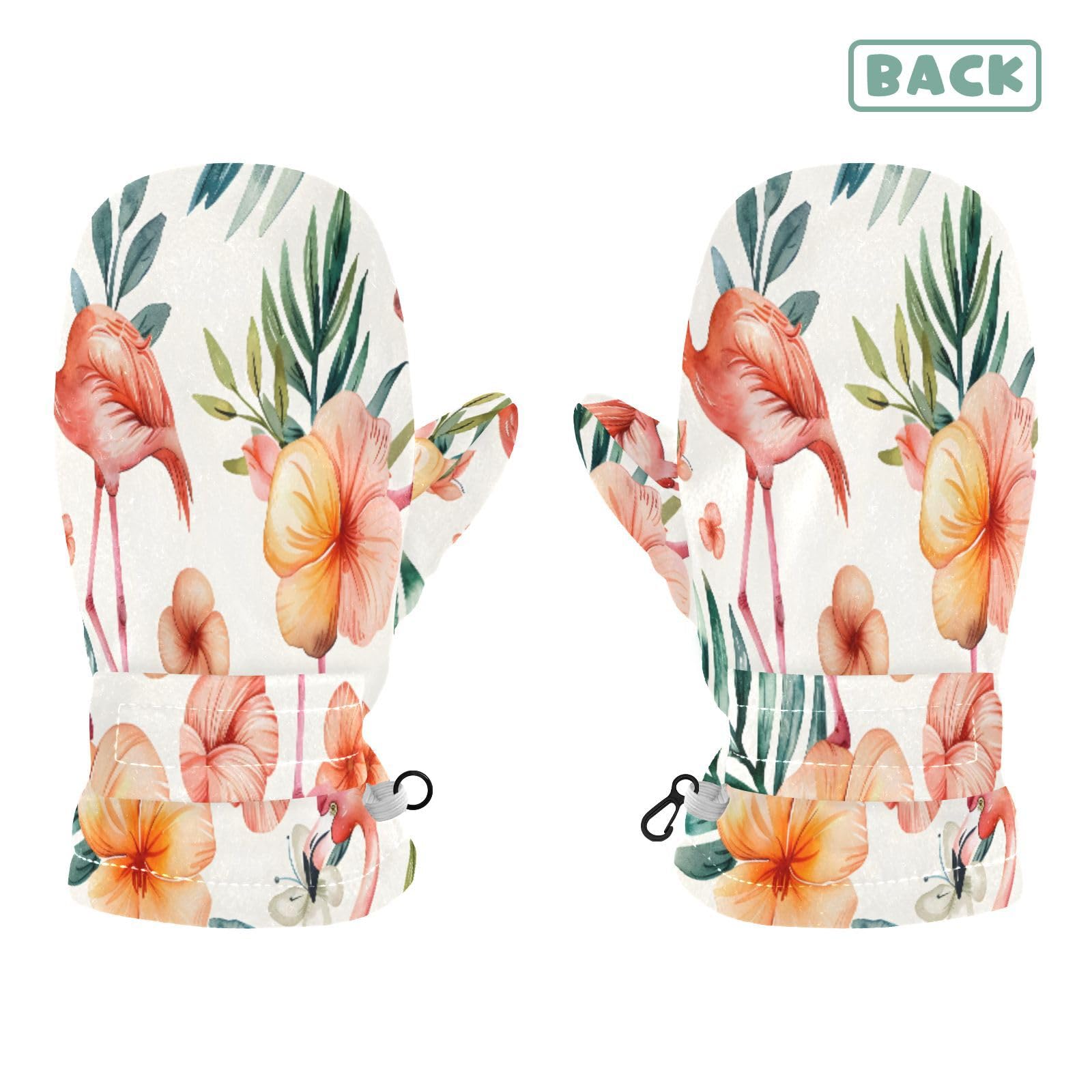 Kid's Winter Gloves Children Warm Gloves Colorful Watercolor Flamingos for Boys Girl Age 4-6 Years