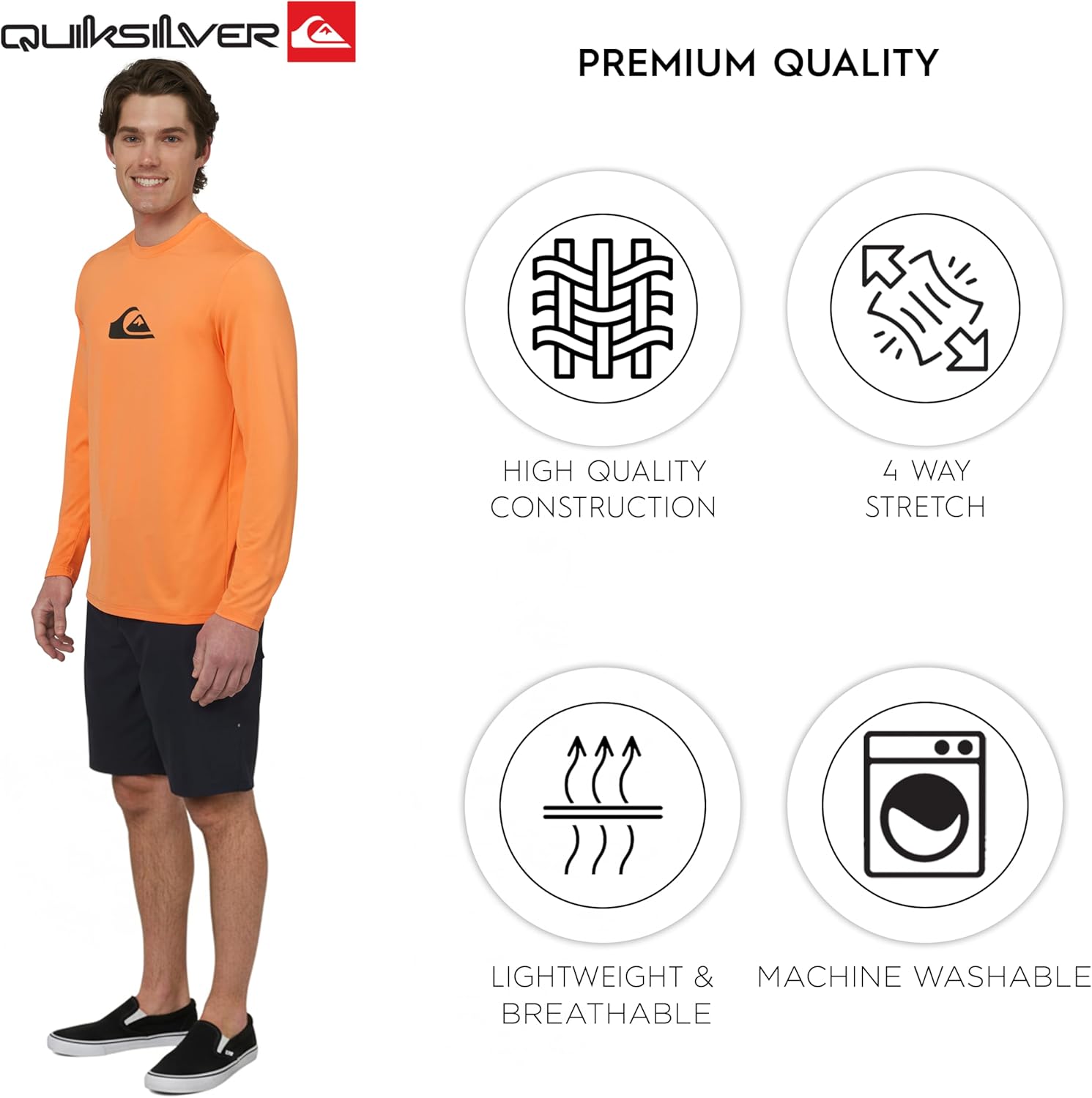 Quiksilver Men's Swimwear Regular Fit UPF 50 Long Sleeve Sun Tee Rash Guard Shirt (S-XXL) - Image 4