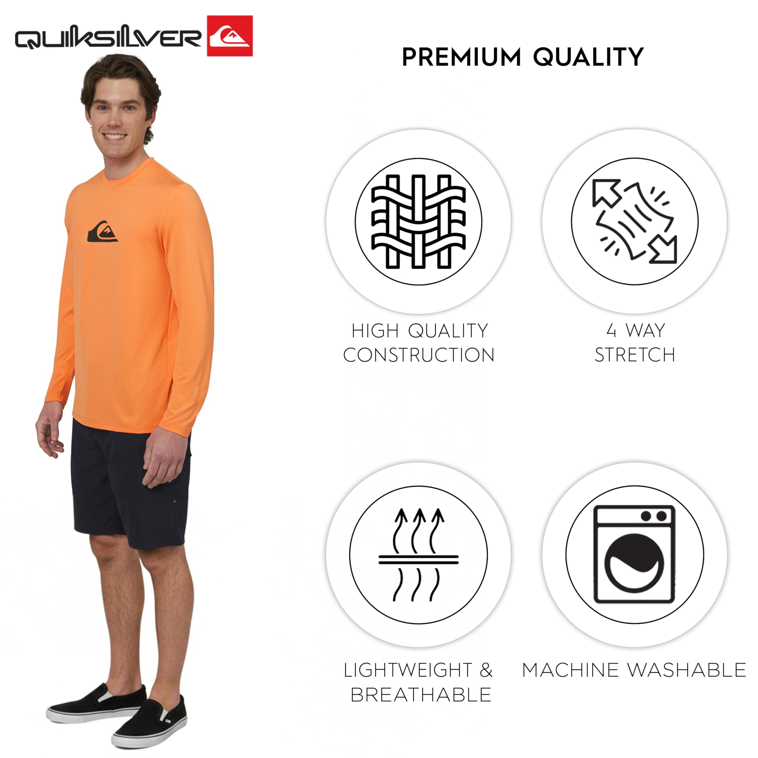 Quiksilver Swimwear Regular Fit UPF 50 Long Sleeve Sun tee Camisa de protección de Sarpullido Hombre (Pack de 1)