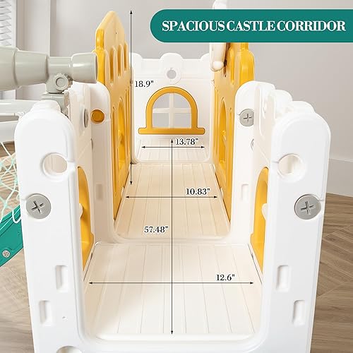 Miniatura 7 de Juego de tobogán 8 en 1 para niños pequeños de 1 a 3 años, juego de bebé para interiores y exteriores con escalador, túnel de gateo, aro de