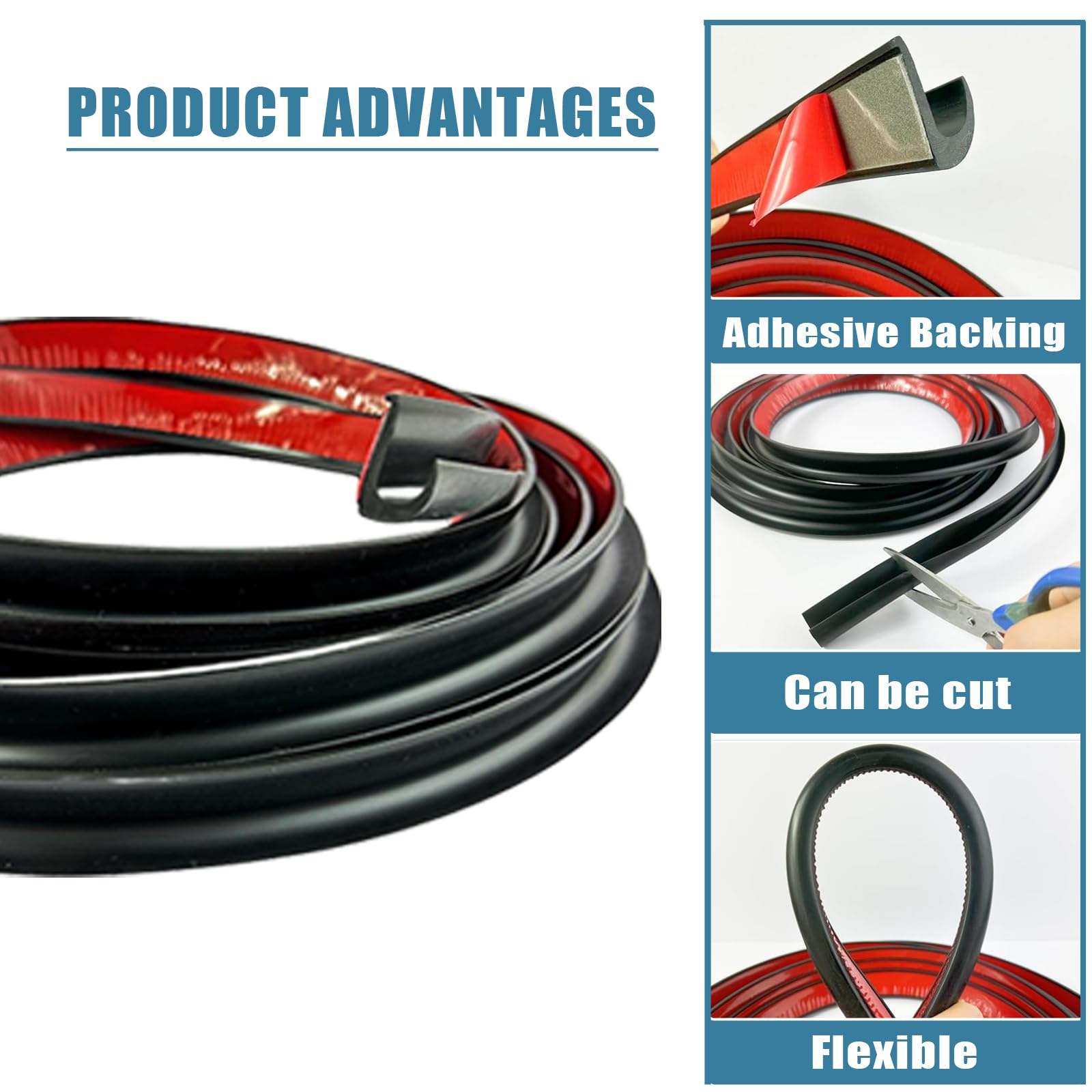 Grondaia A J Autoadesiva In PVC - Striscia Antigoccia Per Auto, Camper O Barca, 5m Nero