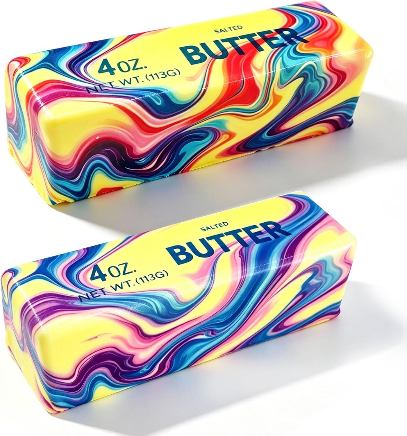 Giant Butter Squishy 2026 New 14oz TPR Butter and Cheese Squishy Soft Squeeze Stress Balls for Stress Relief Anxiety Sensory Gifts for Adults Anxiety Relief Party Favors (4oz 2pcs)