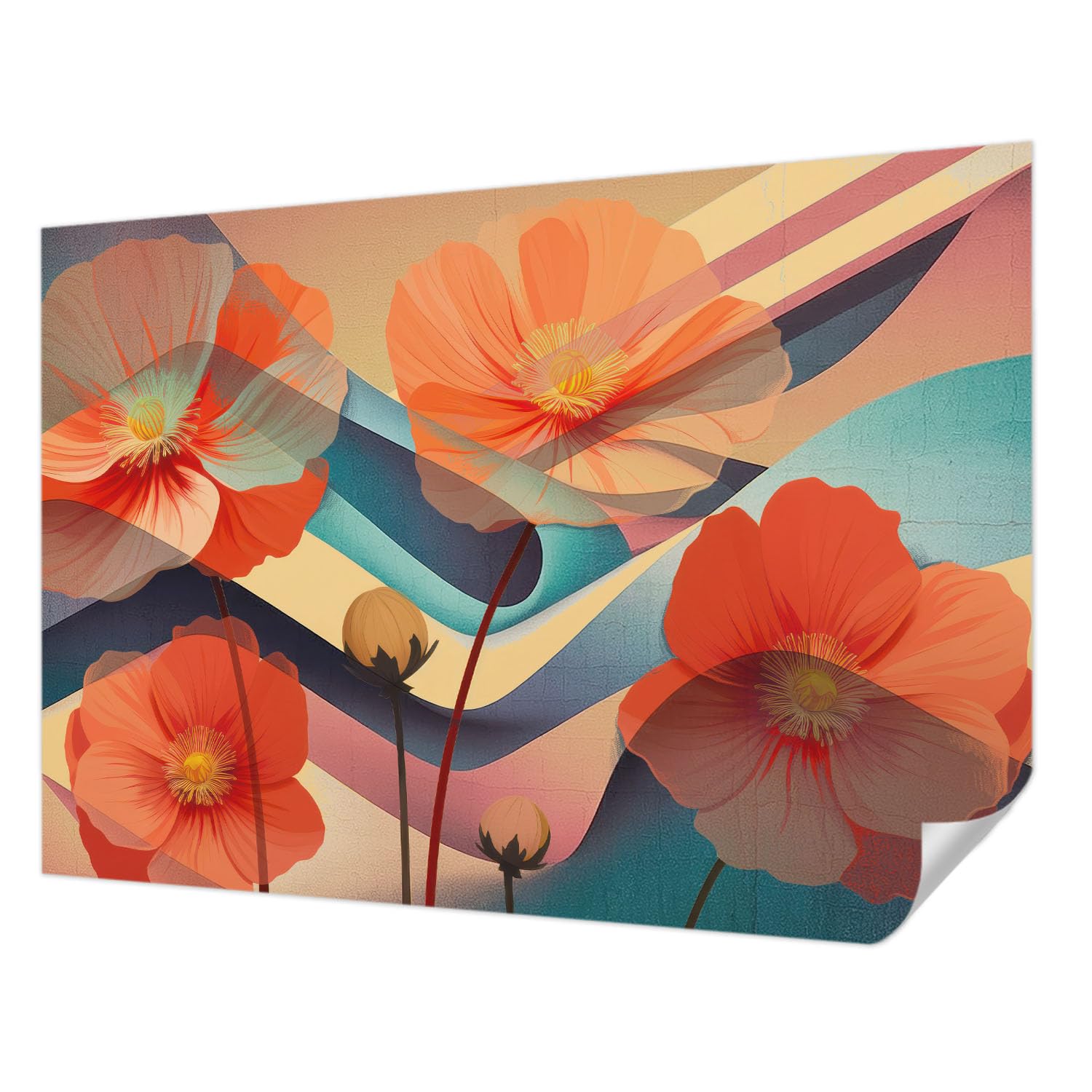 Papier Peint Fleurs pour salon et chambre : décor mural adhésif panoramique 312x219