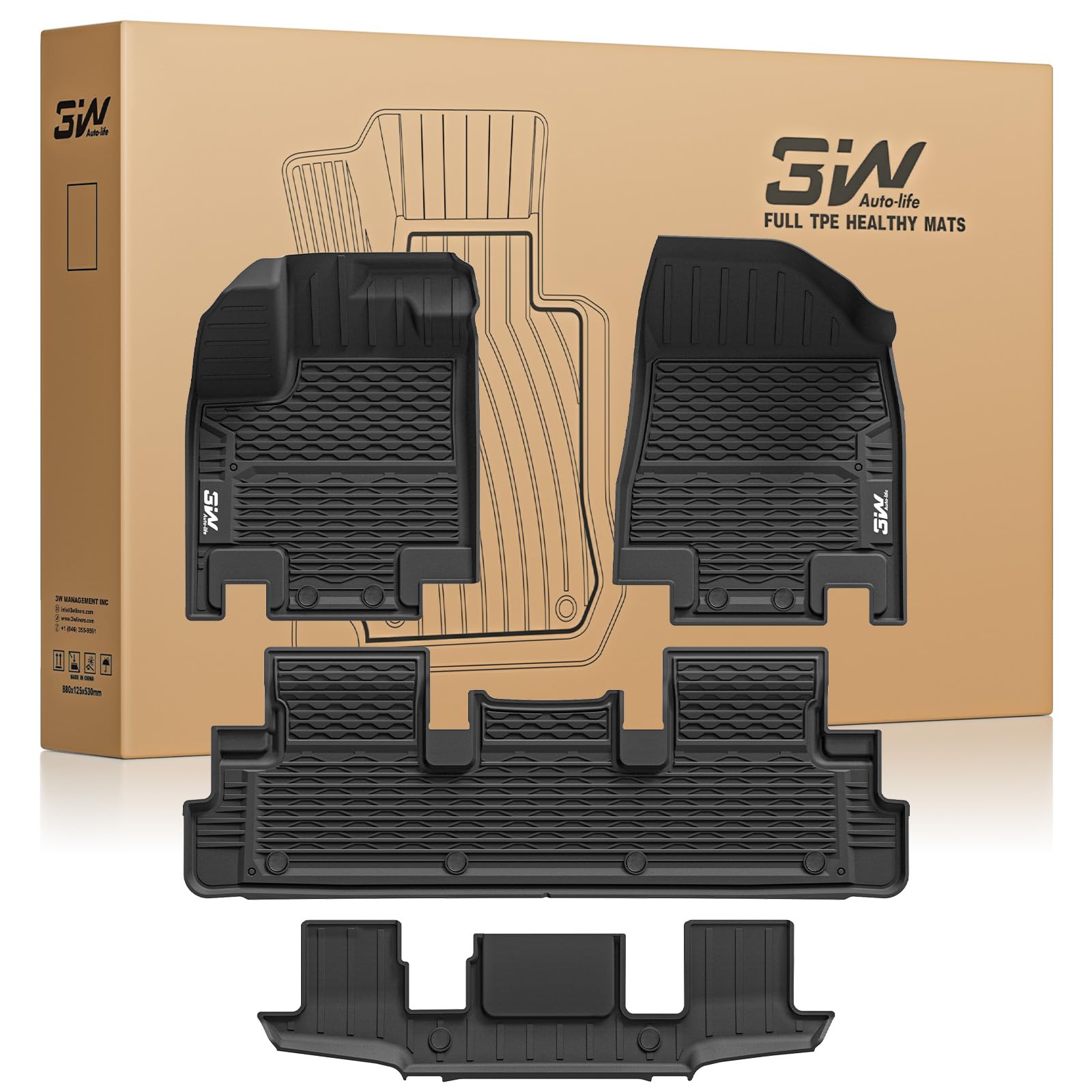 3W Floor Mats for Nissan Pathfinder 2022 2023 2024 2025 2026 Only fit 7 Passenger Models 3 Rows