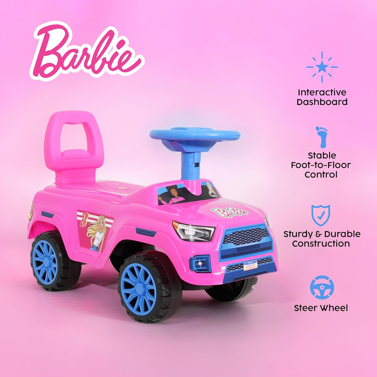 Barbie Foot to Floor Ride On, 2025 FTF Hilux Toy Vehicle, Easy-Roll Wheels, Safe Durable Construction