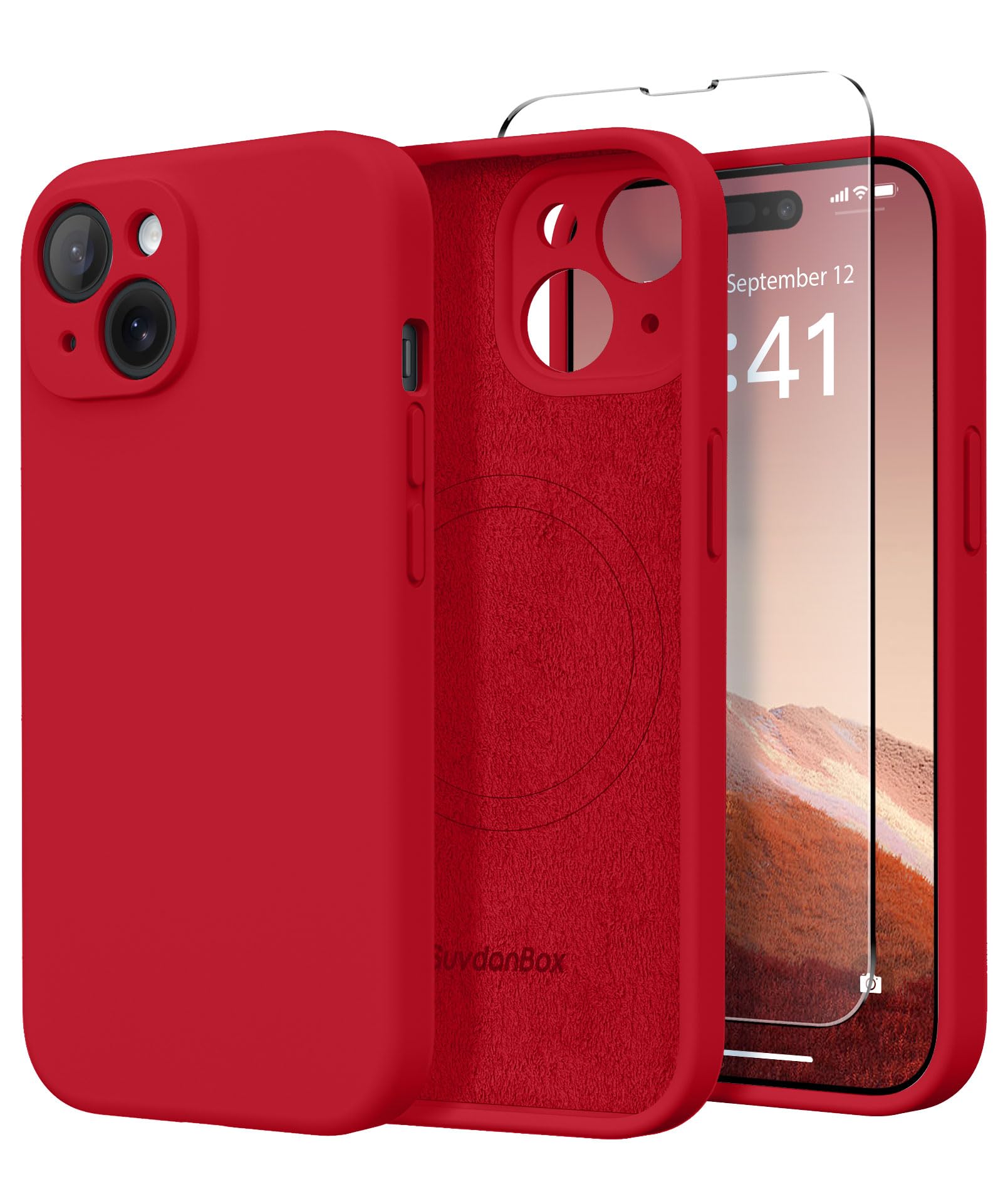 Magnetic for iPhone 15 Plus Case Silicone Red