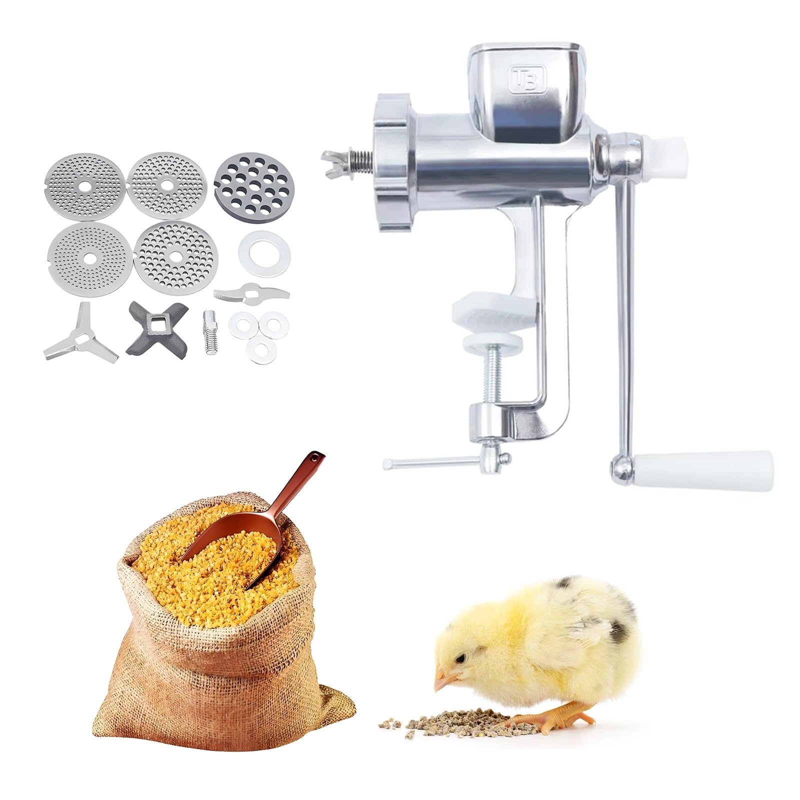 Macchina per pellet per mangime per animali, granulatore per alimenti per animali domestici, in acciaio inox, portatile, con 5 piastre, per uso domestico e commerciale, facile da usare