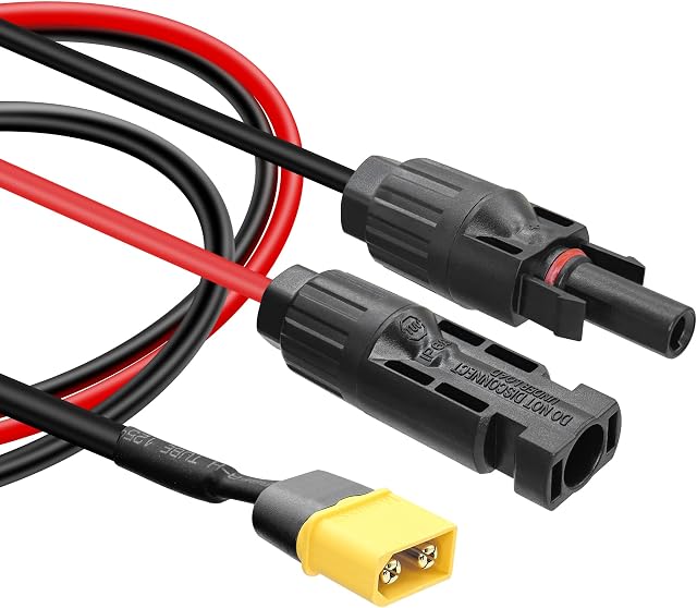 Solar to XT60 Connector Cable YACSEJAO Solar Charge Adapter to XT60H Male Extension Cable 16AWG for RV Portable Power Station, Lipo Battery, 1.8M
