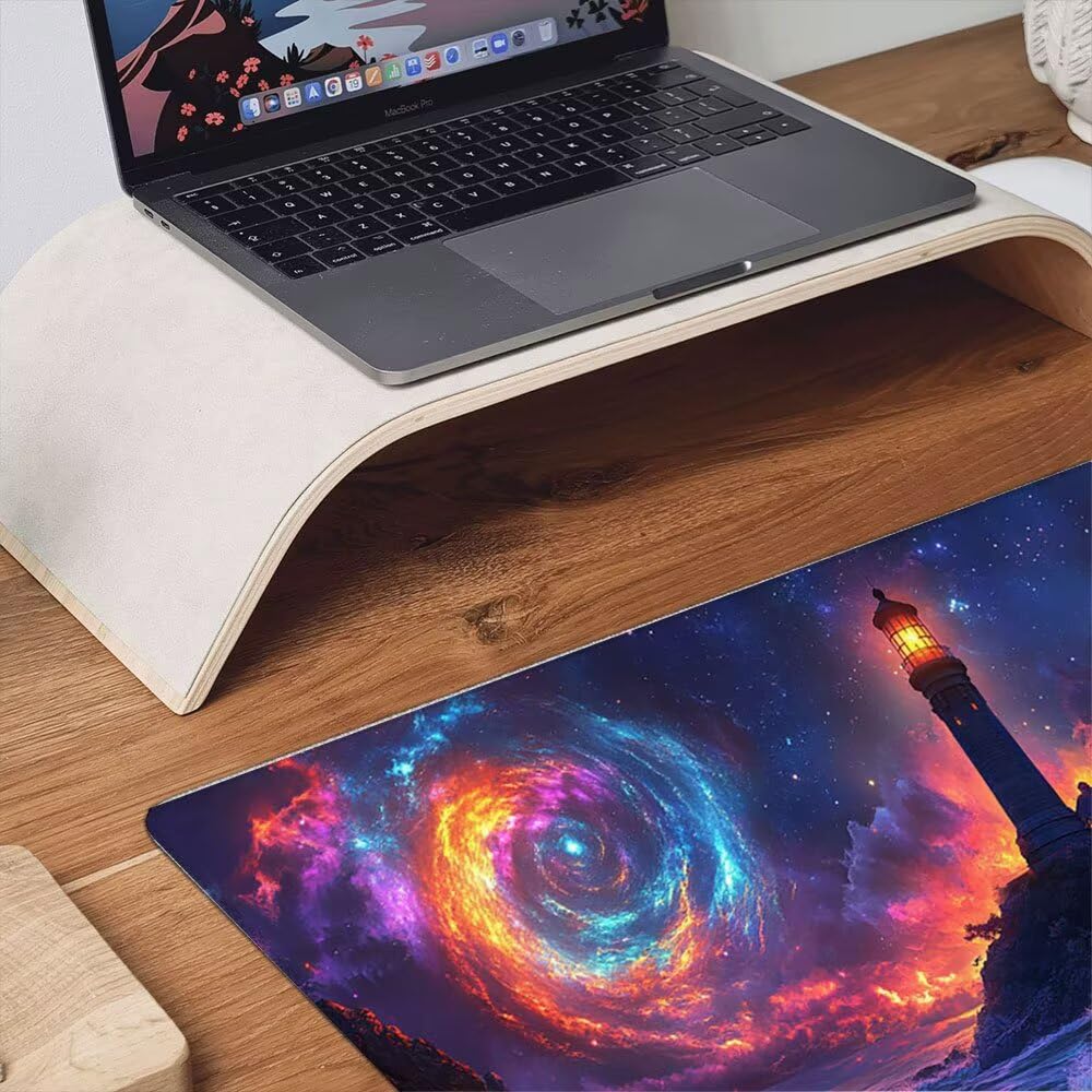 Alfombrilla Ratón XXL Alfombrilla Escritorio 1800x900mm Mouse Pad Mejora la Precisión y la Velocidad con Base de Goma Antideslizante y Bordes Cosidos Duradera Cómoda, Juegos (Faro Remolino) xR8-872