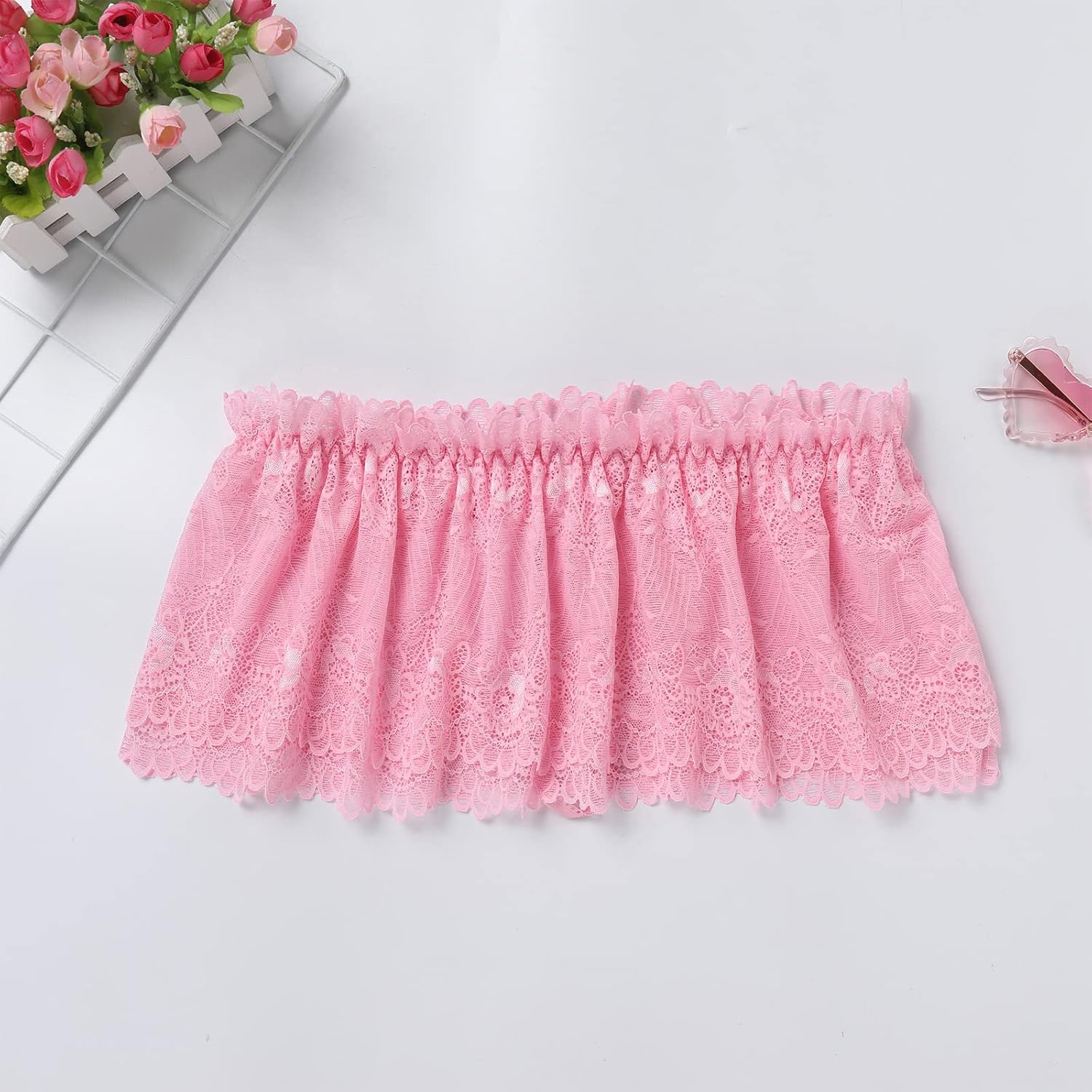 ABAFIP Men Crossdressing Sissy Lace Lingerie Skirted Panties Low Waist Mesh Sheer G-string Briefs Bikini Underwear - Image 4