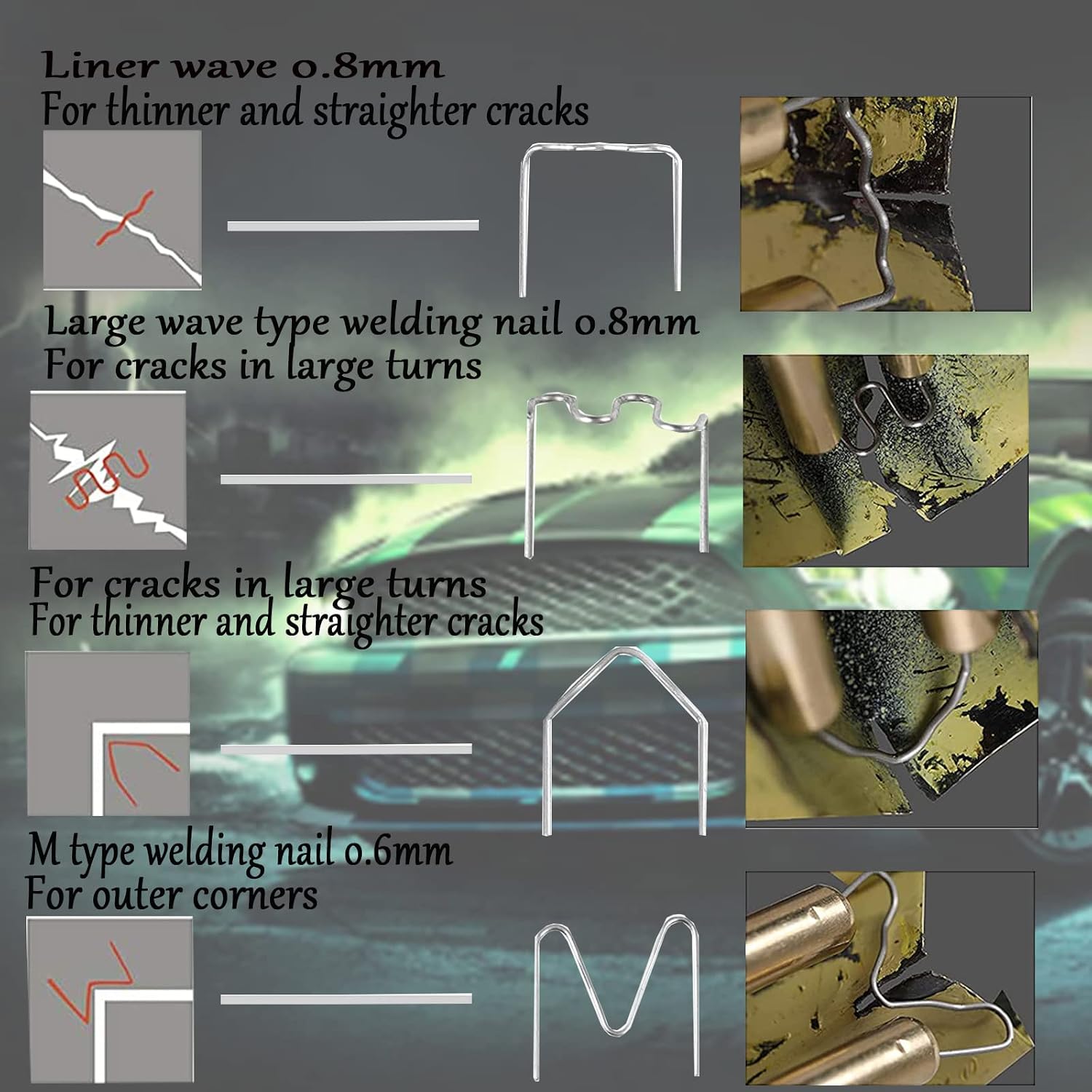 110V Plastic Welding Machine 50w Car Bumper Repair Welding Tool Welding Gun Plastic Welder Car Plastic Bumper Repair Tool Kit with Flat/Outside Corner/Inside Corner/Wave Staples and Knife
