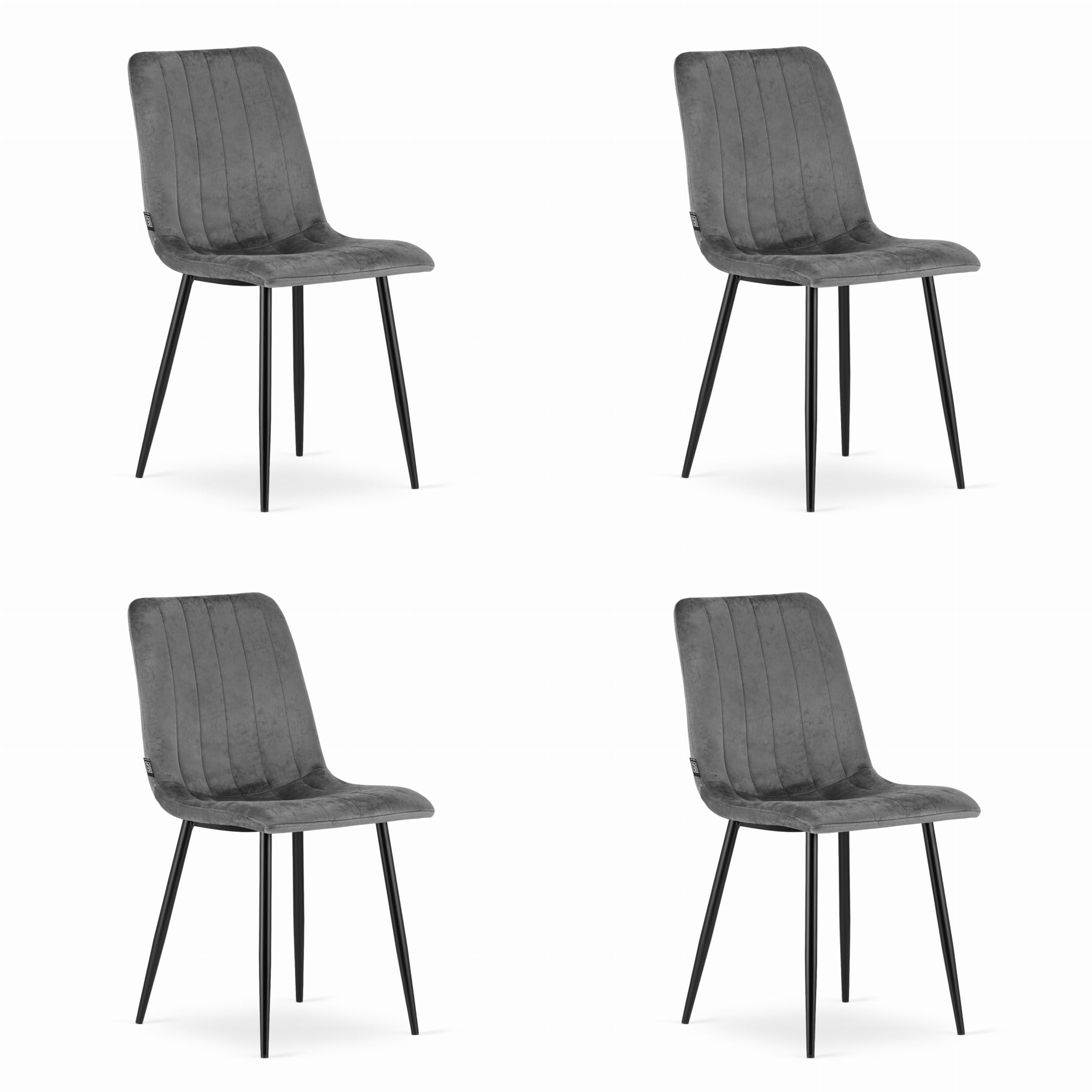 Chaise Velours Salle à Manger Lot 4 Noir