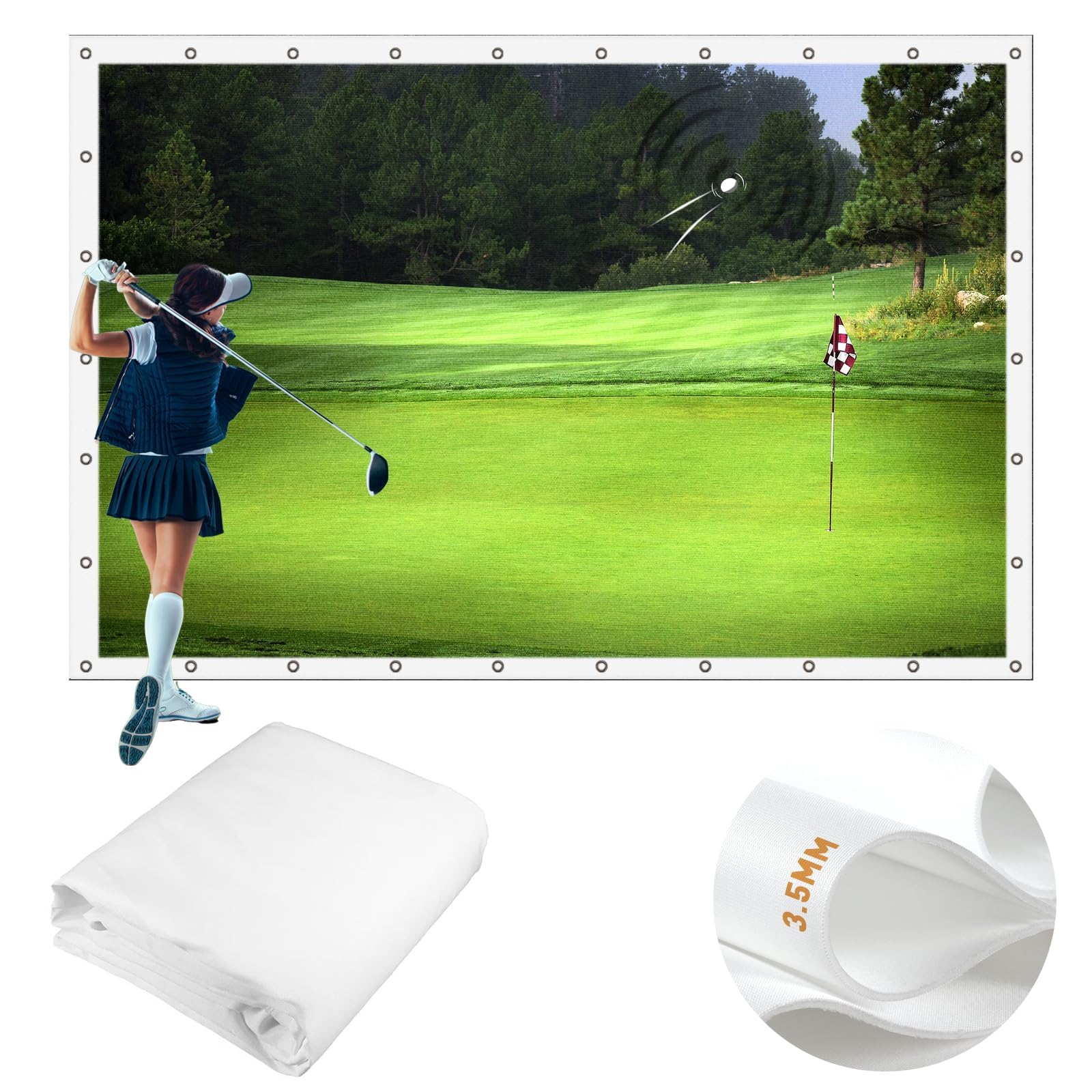 Pantalla de impacto de golf de 3x2 m con cortina con cancelación de sonido 8