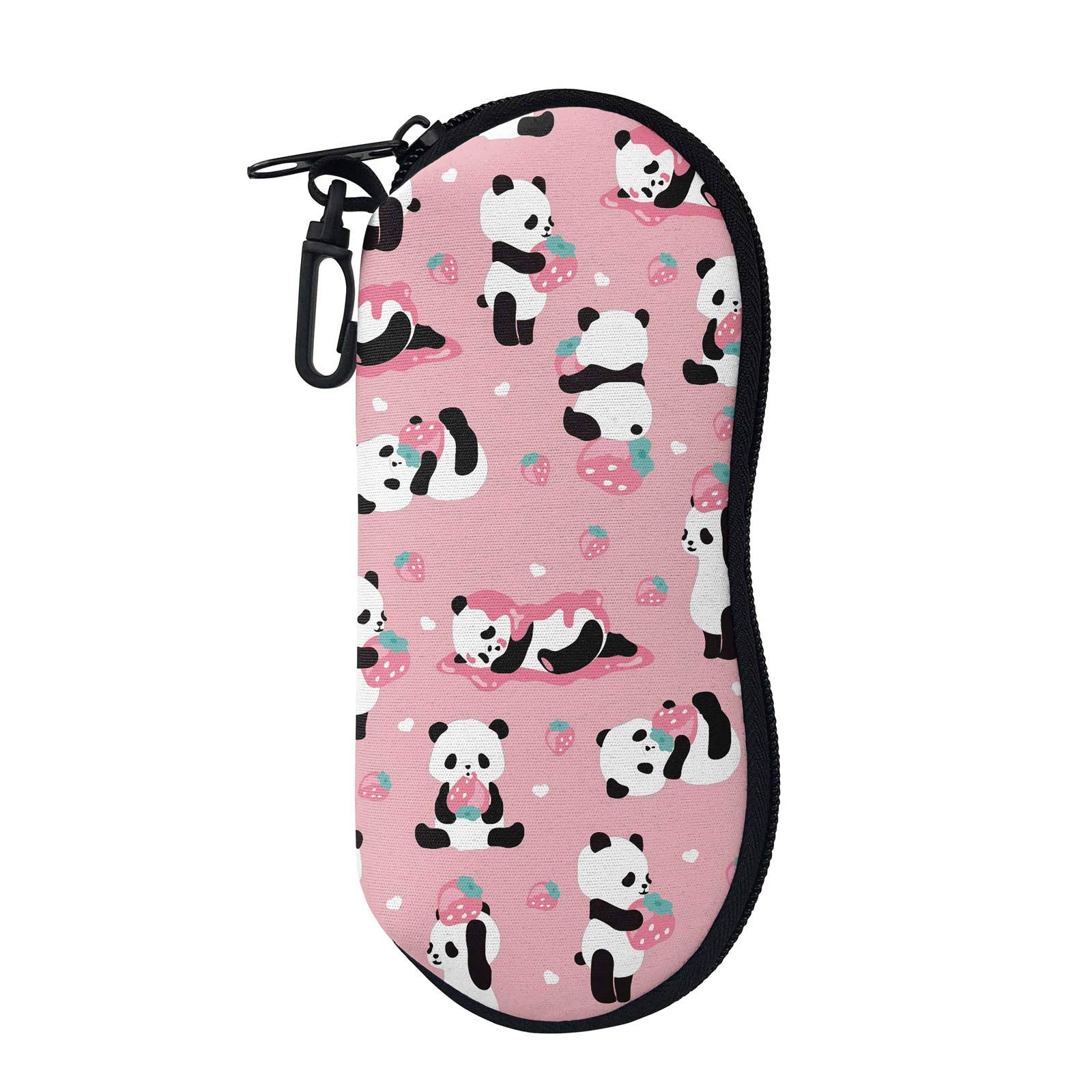 SEANATIVE Portable Eyeglasses Case,Pink Panda Hard Shell Glasses Case Lightweight Women Girls Spectacle Sunglasses Storage Box