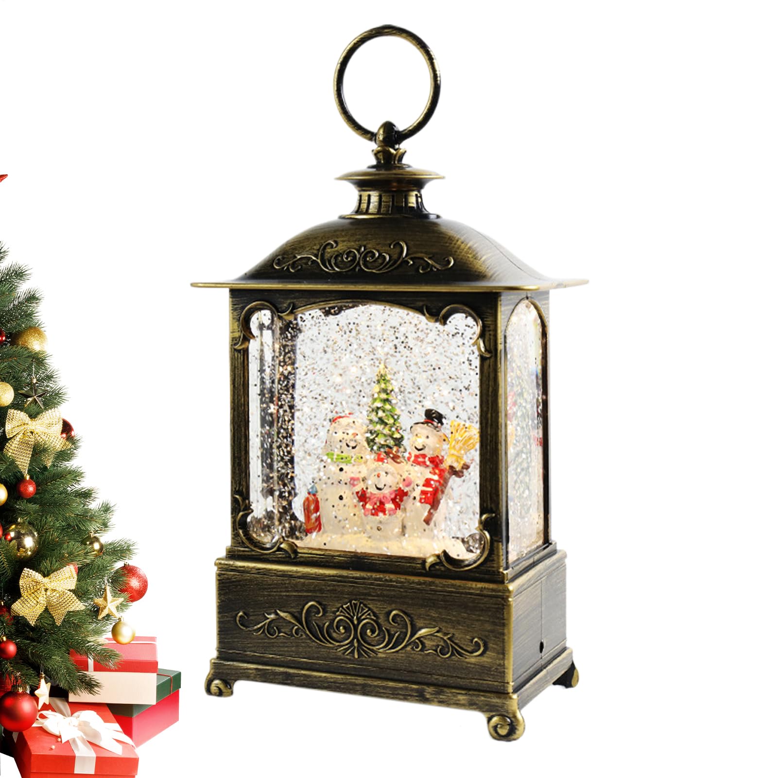 Lanterne Natalizie da Esterno Babbo Natale e Pupazzo di Neve | Lanterne Decorative Con Palla Di Neve Natalizia Per Esterno Festa Ufficio Fattoria Giardino Cortile Patio