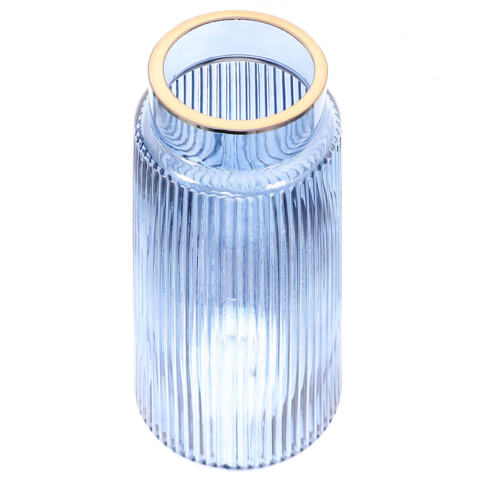 Vase en verre bleu à rayures pour offrir un cadeau chic et rétro