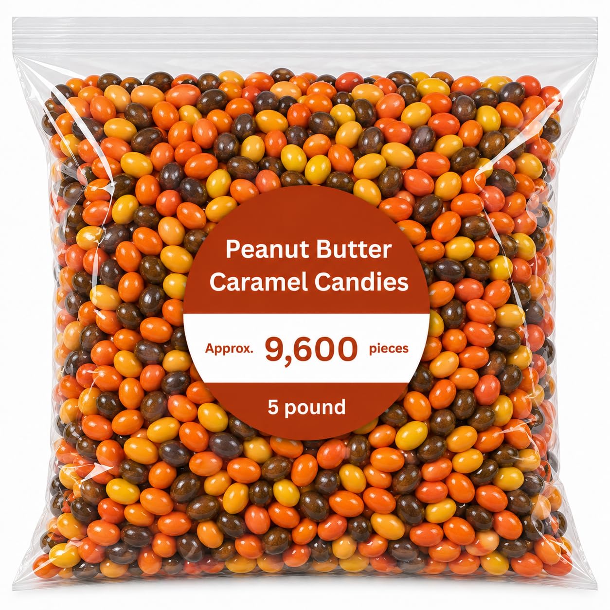 Caramel and Peanut Butter Candy Coated Pieces Bulk Bag - 25 lb (Approx. 1250 pieces)