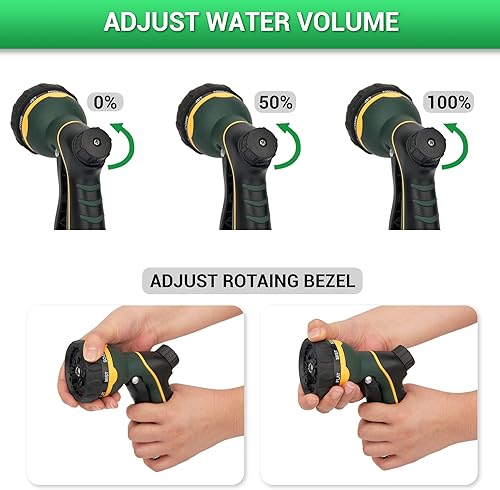 Miniatura 6 de NGreen Boquilla rociadora de manguera de jardín, rociador de agua con 8 patrones ajustables, resistente a los impactos y antideslizante para regar