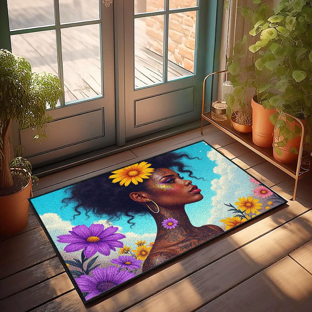 Paillasson d'été femme tatouée florale tapis extérieur 50x80