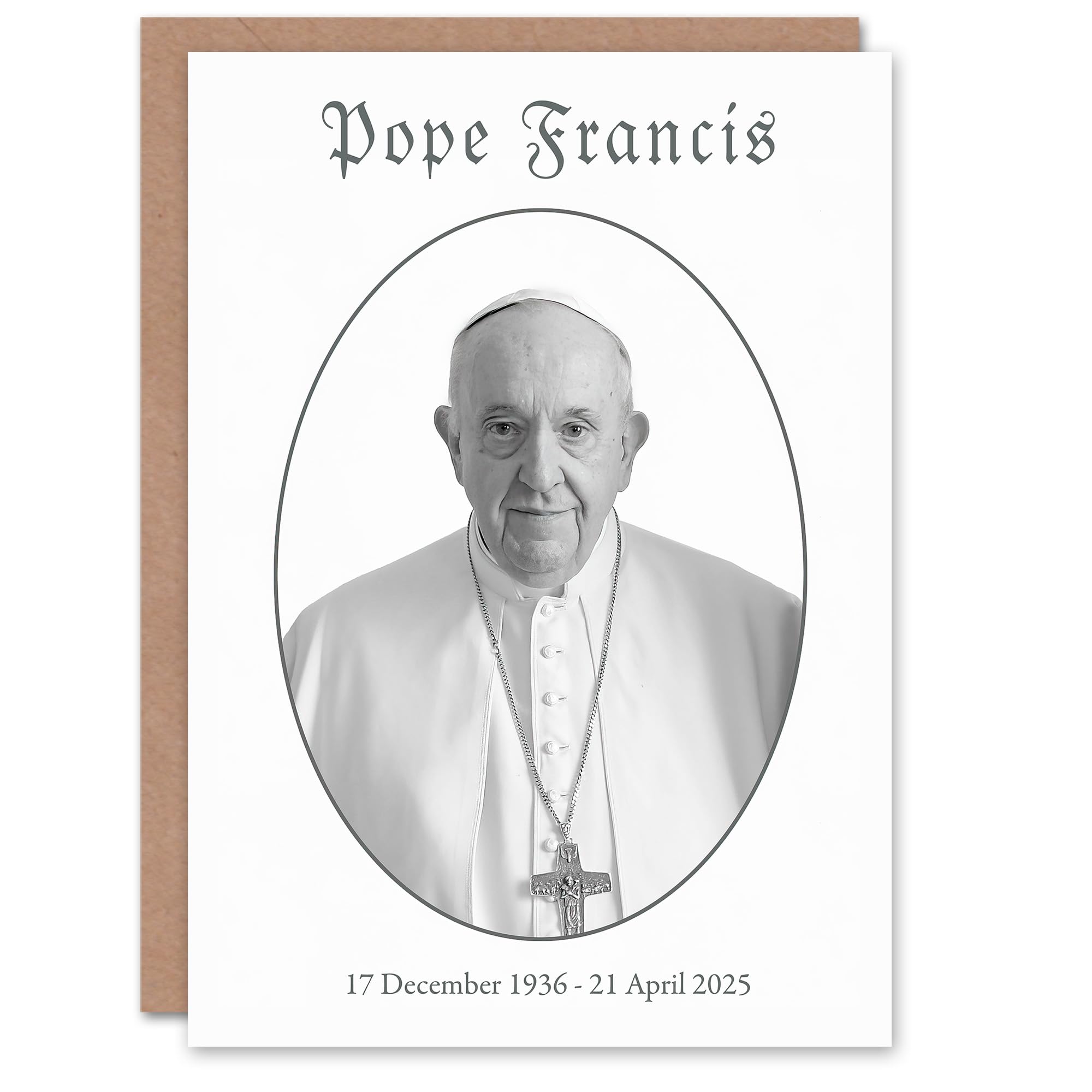 Artery8 Pope Francis Memorial Greeting Card Black & White Portrait Blank Card