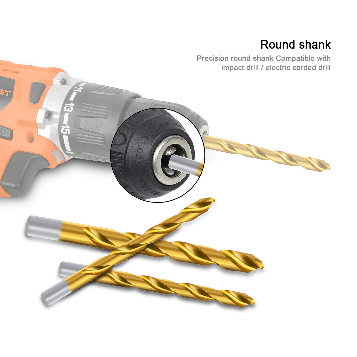 EnerTwist Juego de brocas de titanio para metal y madera, 230 piezas, anti-caminata 135° recubierto HSS