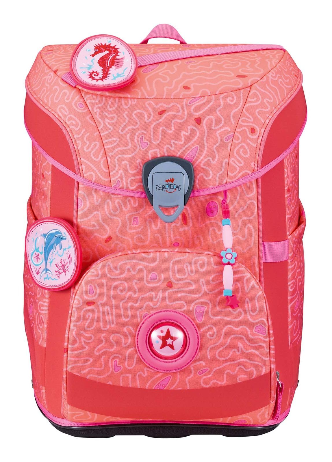 DerDieDas Schulranzen ErgoFlex Easy Superflash Set 6-teilig Coral Reef lachsfarben