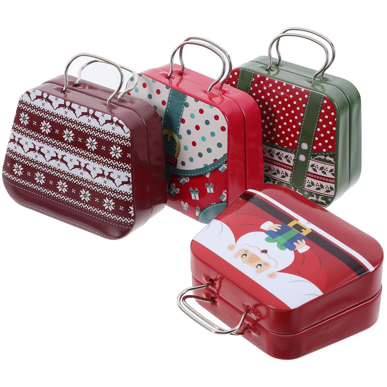 Kingke Scatola di latta vintage per valigie con coperchio, con stampa di coniglio, per caramelle, biscotti, idea regalo, matrimonio, festa di compleanno