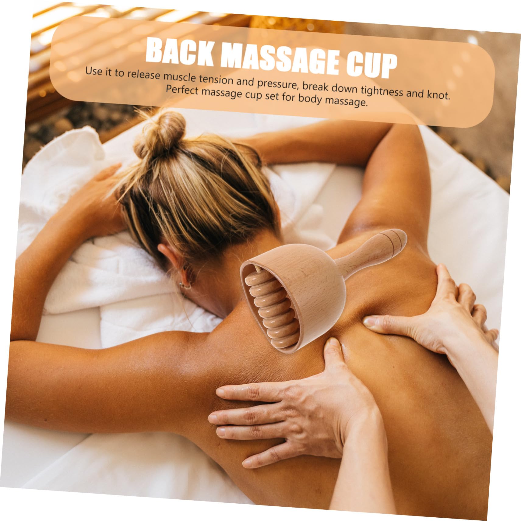 BESTYASH Tazas de Masaje de Madera 2 Piezas Juego Portátil Rodillo Masajeador Muscular Copa de Rodillo para Espalda Alivio Muscular Relajación en Casa Oficina y Viaje