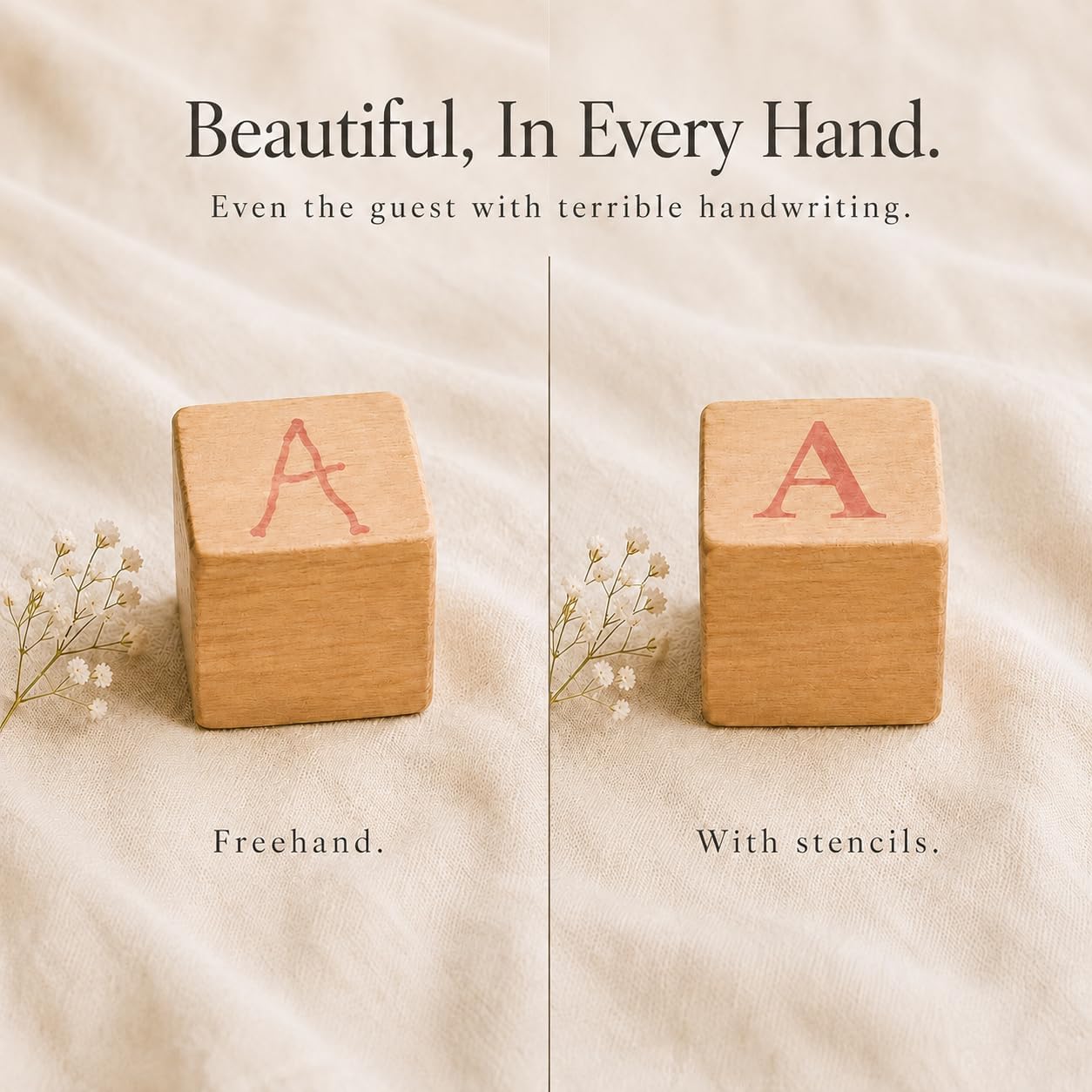 Nolia Stencil Set for Baby Shower Blocks - 100 Reusable Letter, Number & Icon Stencils for Decorating Wooden Baby Blocks, Easy Guest Activity & Keepsake Add-On image 2