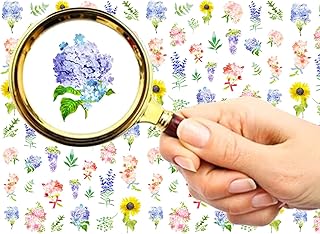 Nail Stickers Decal Transfers (6 Sheets) FLONZNAIL Watercolor Flowers Wildflowers Vintage Illustration