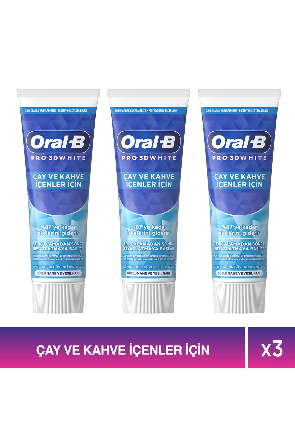 Oral-B 3D White Çay ve Kahve İçenler için Diş Macunu 75 ml 3lü paket