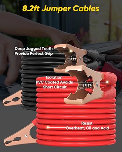 Miniatura 5 de CAWWRT Kit de emergencia para automóvil, kit de emergencia para automóvil con luz de advertencia triángulo reflectante, cable de puente, correa de