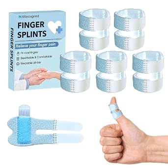 5 Pcs Thumb Finger Splint,Trigger Finger Splints,Finger Brace,Injured Mallet Finger,Broken Fingers Straightening,Pain Relief,Arthritis or Support for Fingers,Suitable for thumb, Index, Middle, Ring, Pinky Finger Light Blue