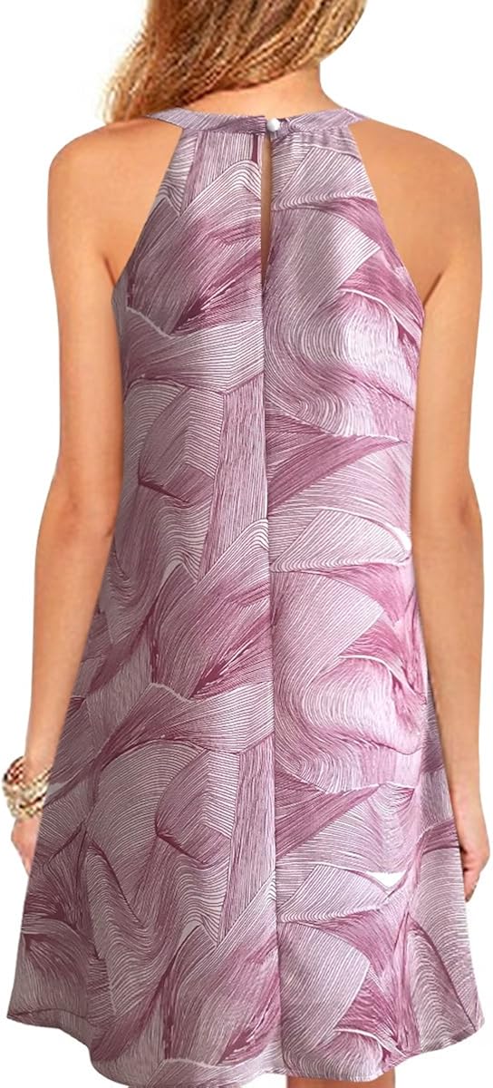 vanberfia Women's Lace Patchwork Loose Casual Mini Chiffon Dress