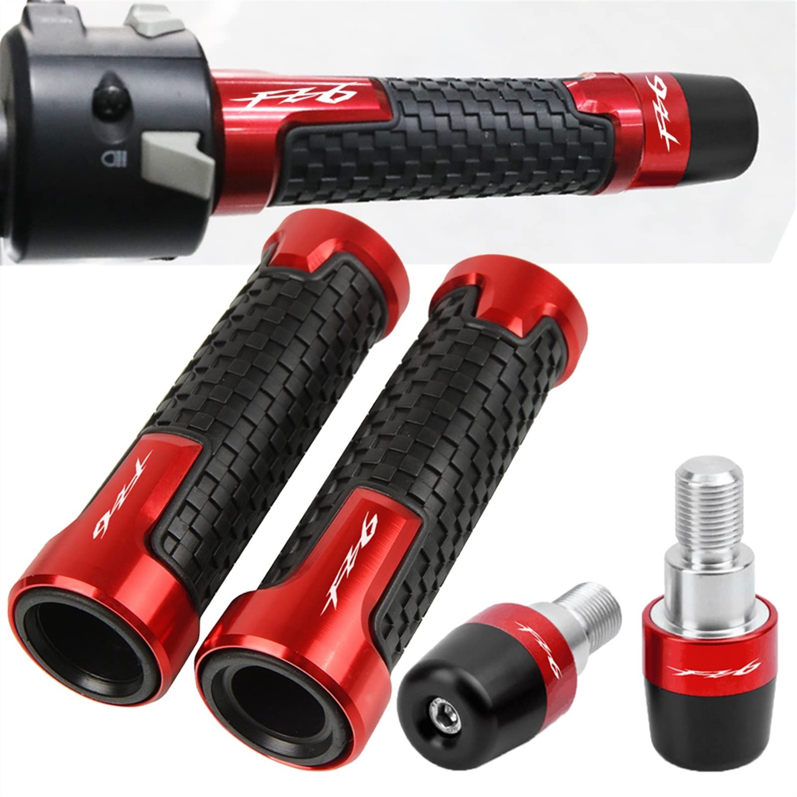 Contrapesos Manillar Moto para FZ6 2004-2012 Empuñaduras de Motocicleta Extremos Manillar Carreras 22 mm 7/8 "2011 2010 2009 2008 2007 2006 2005(Blue,A+B)