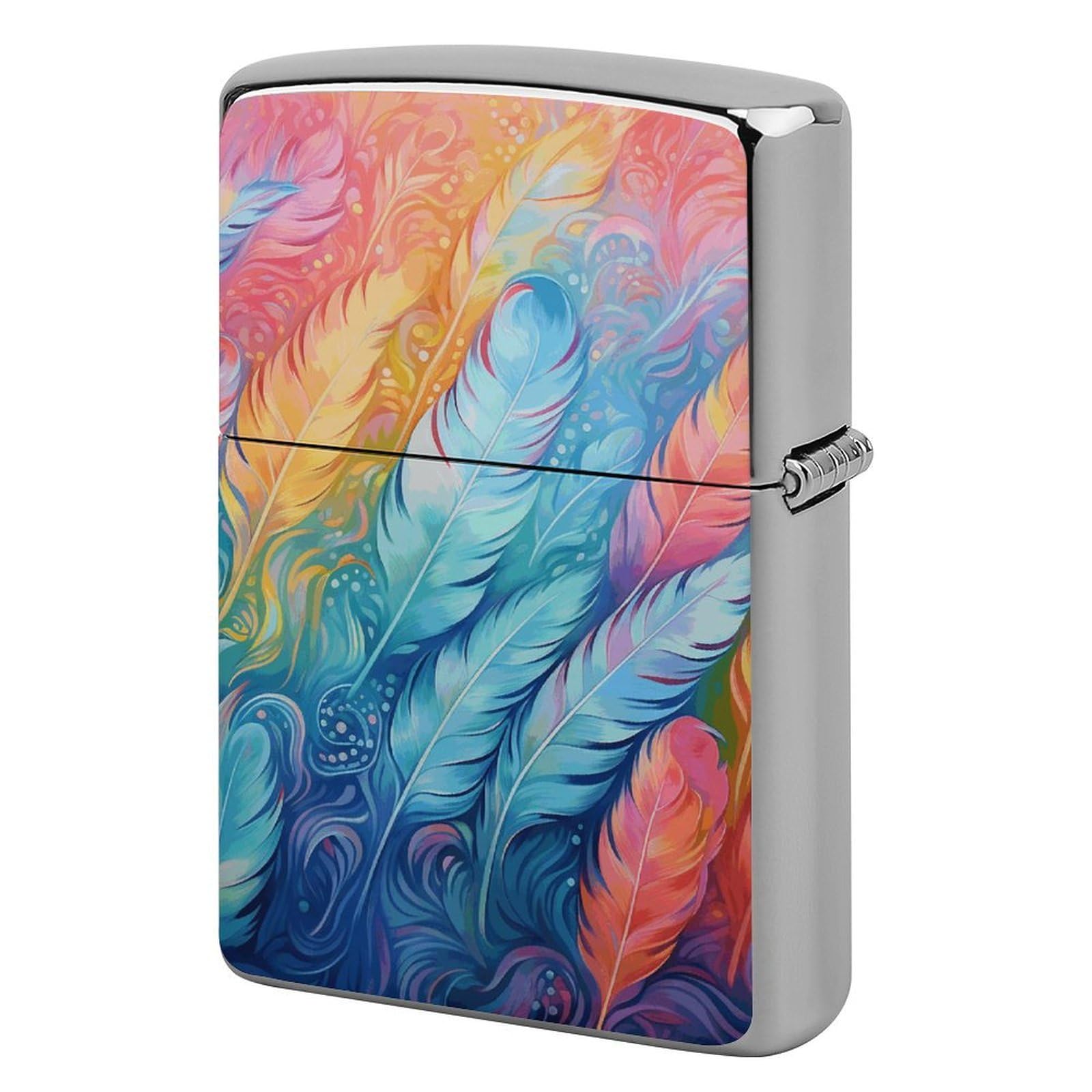 Hand Drawn Feathers Lighter Case for Men, Personalized Lighter Cover for Valentine's Day Gifts, Flip-Top Lighters Shell for Outdoor, Portable Lighters Protective Sleeve