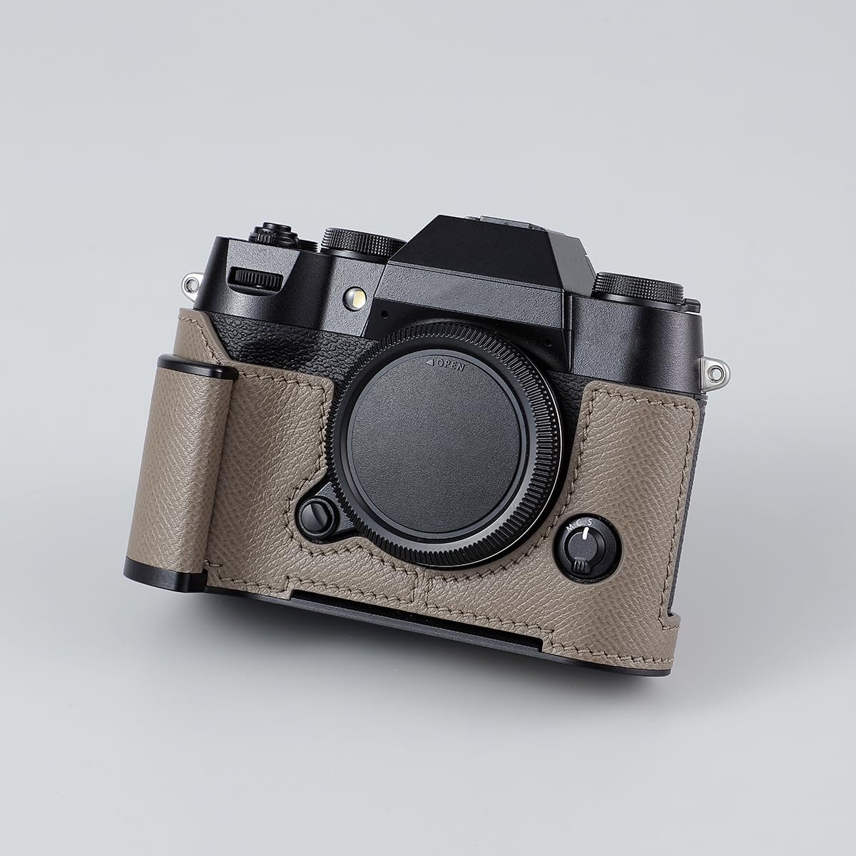 Camera Half Case,Compatible with Fujifilm Fuji X-T50 XT50,Vintage Metal Genuine Leather Instant Camera Protective Cases Stylish Portable Shockproof (Gray)