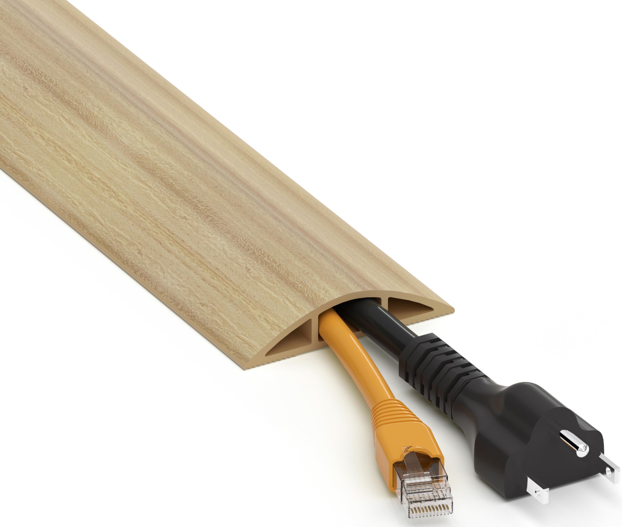 Cubierta de cable de piso de 6 pies, cable de madera de arce, cables de extensión ocultos, gestión de cables de suelo, cubierta de alambre para cables, cavidad de cable protector de cable de 0.6