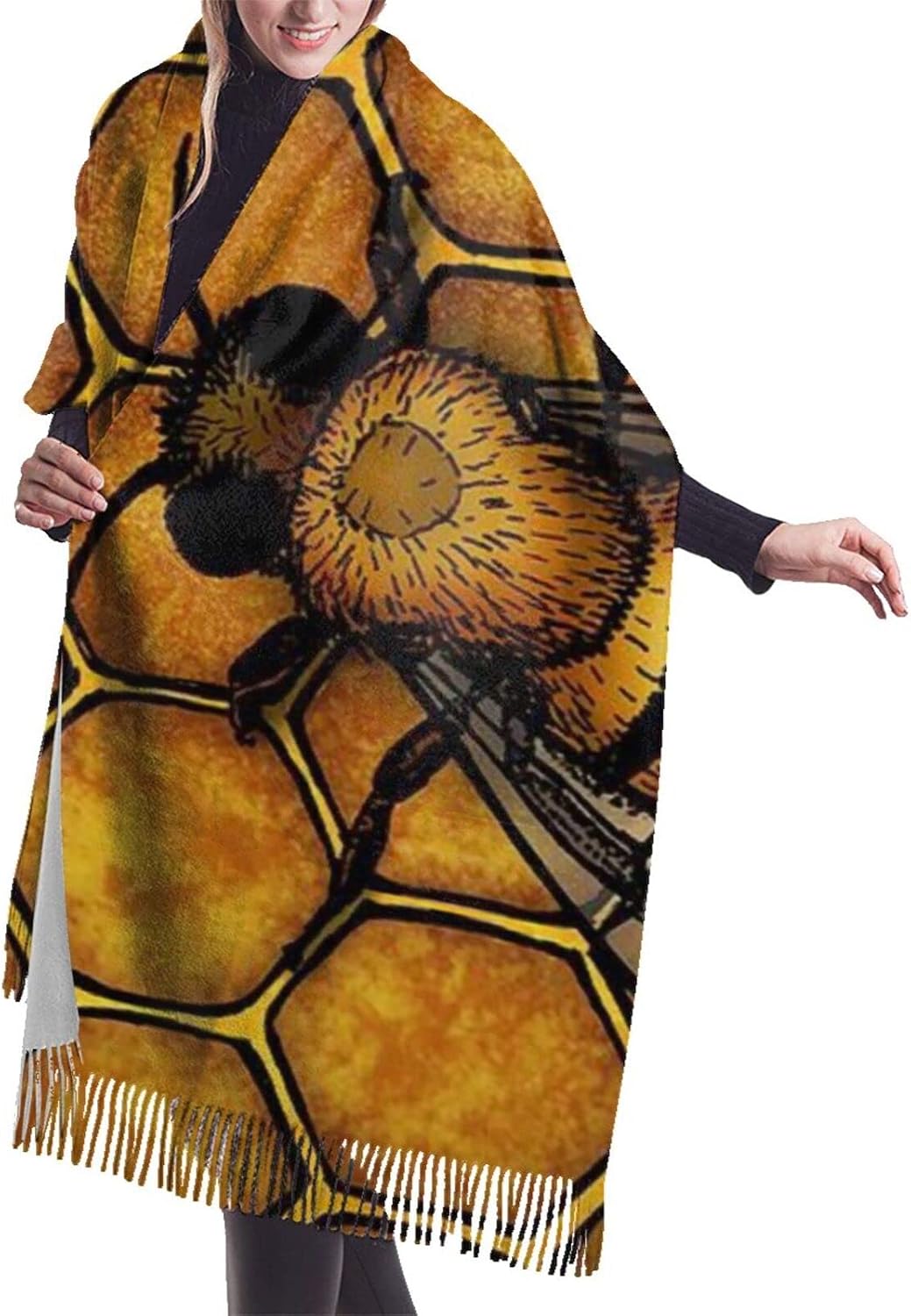 Honey Bee ミツバチ マフラー ショール ファッション 人気 可愛い Sale 100 Off 大判 柄 厚手 春 秋 冬 高校生 メンズ ストール レディース 防風 196 68cm ストール結婚式 スカーフ 誕生日 暖かい 防寒 若者 贈り物