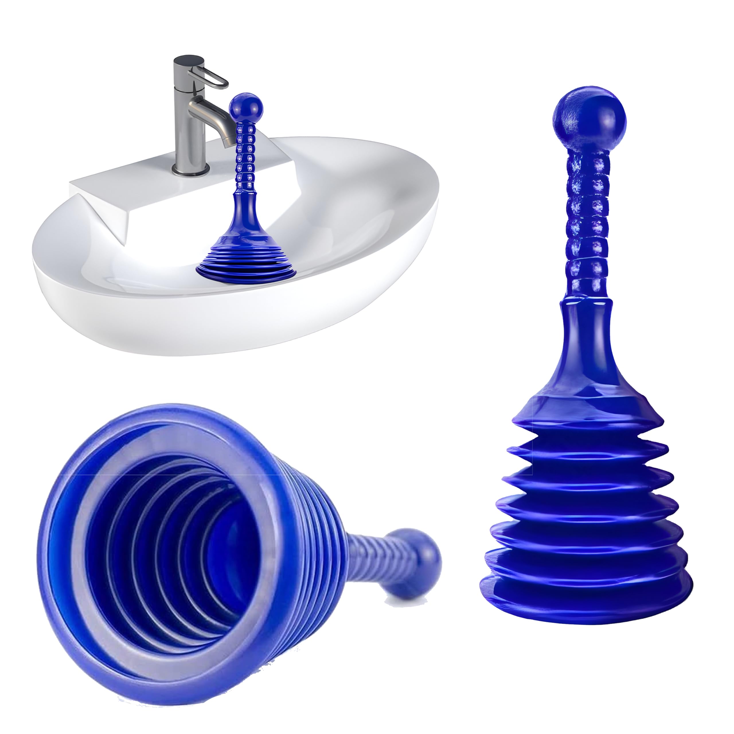 Ar Easy Buy Blue Toilet Plunger For Drains And Sinks Powerful Pvc Sink Plungers For Unblocking Quick & Effective Toilet Unblocker & Drain Plunger Tool For Kitchen, Bathroom & Shower