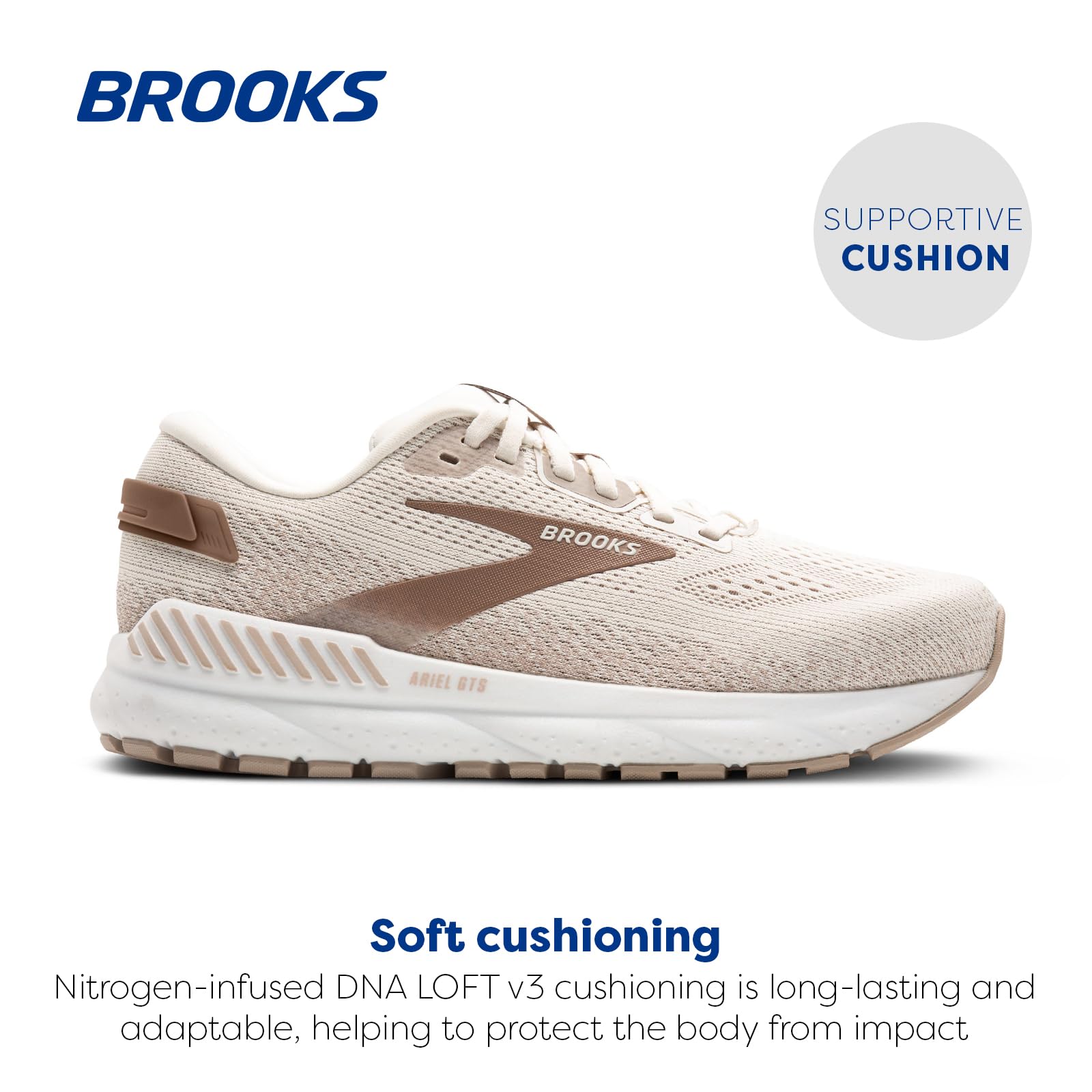 Brooks Women’s Ariel GTS 24 Supportive Running & Walking Shoe - Coconut/Chateau/Portabella - 8.5 Wide