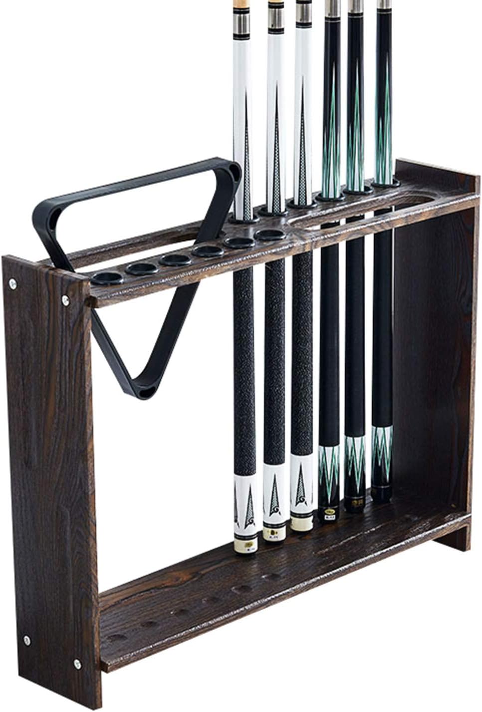 Pool Racks,Billiards Holder, Rectangle Floorstanding Billiard Stand Solid Wood Pool Organizers Rack for Driving Range Club/Black Wood Grain (Black Wood Grain)
